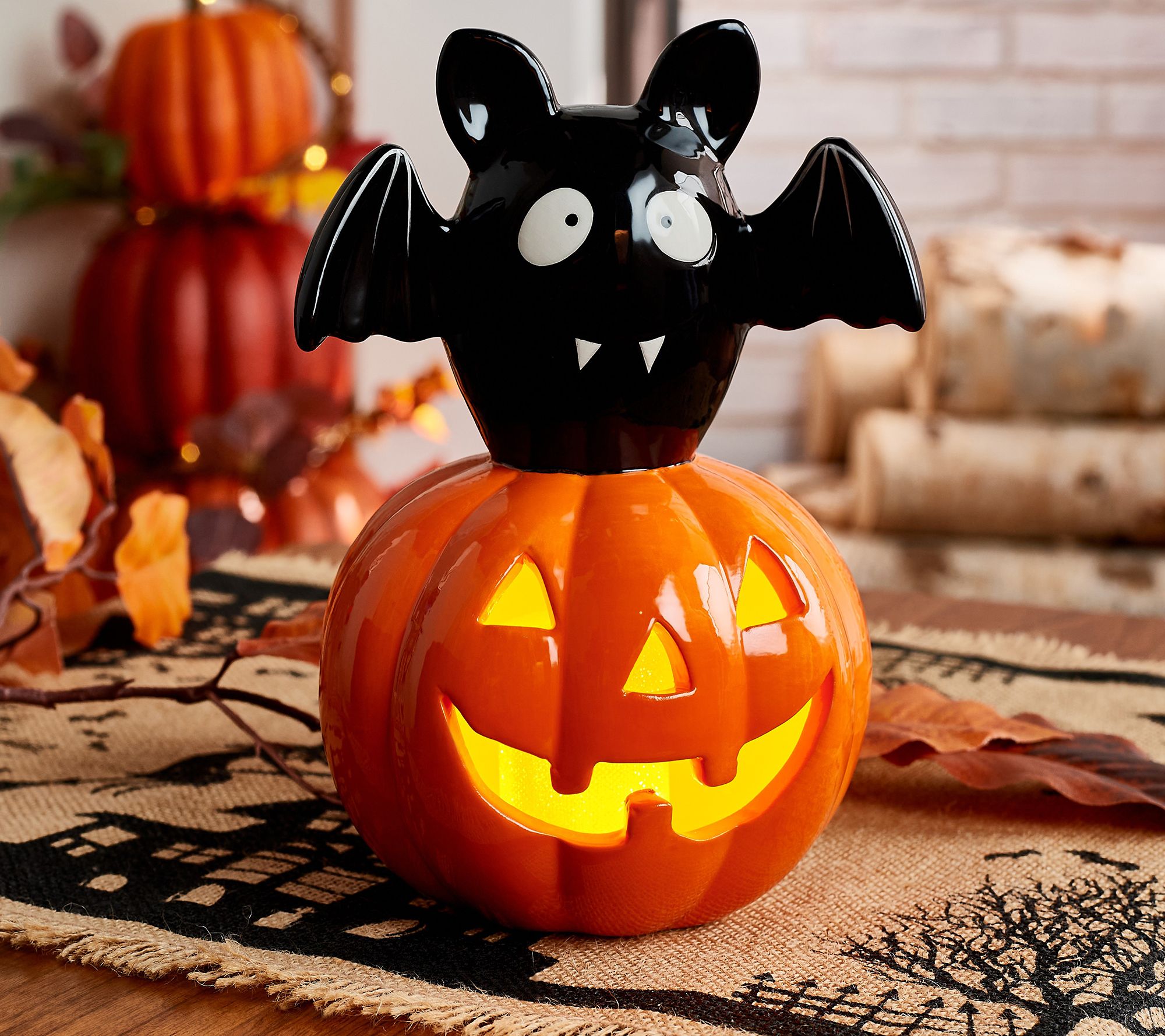 Halloween Jack-o'lantern and Cat Denim Jacket Pumpkin 