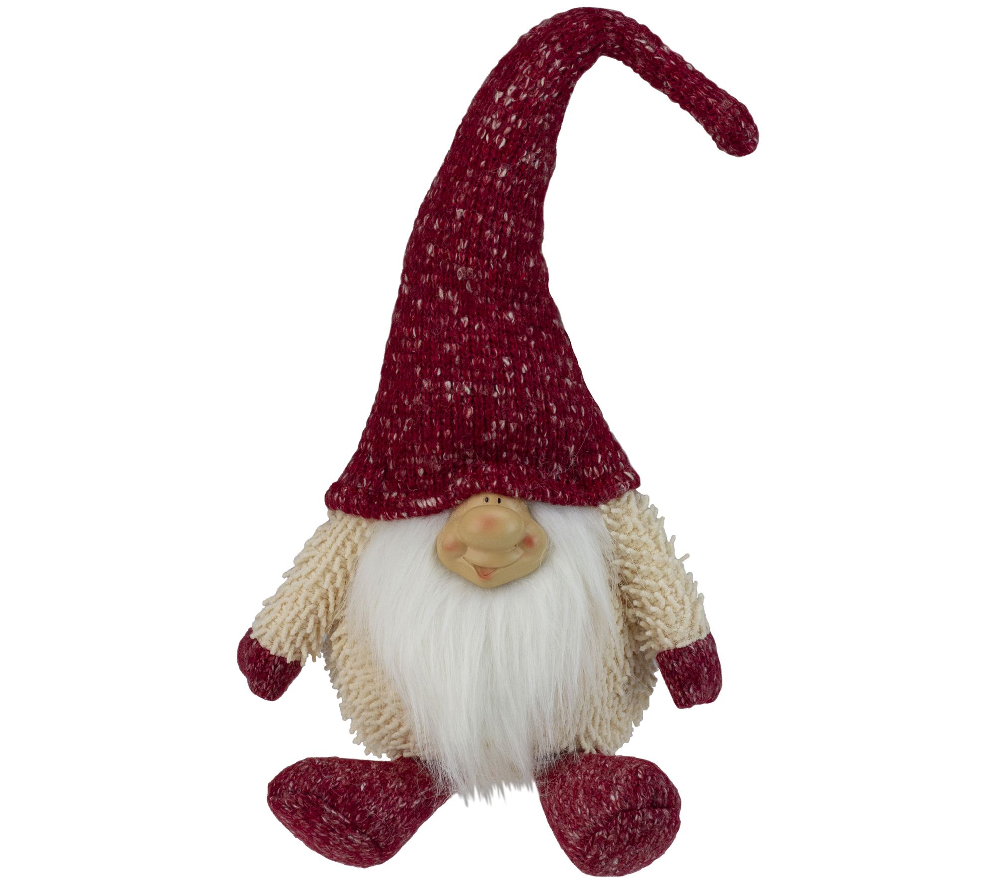 Northlight 17" Ivory & Red Chubby Smiling Gnome Plush Decor