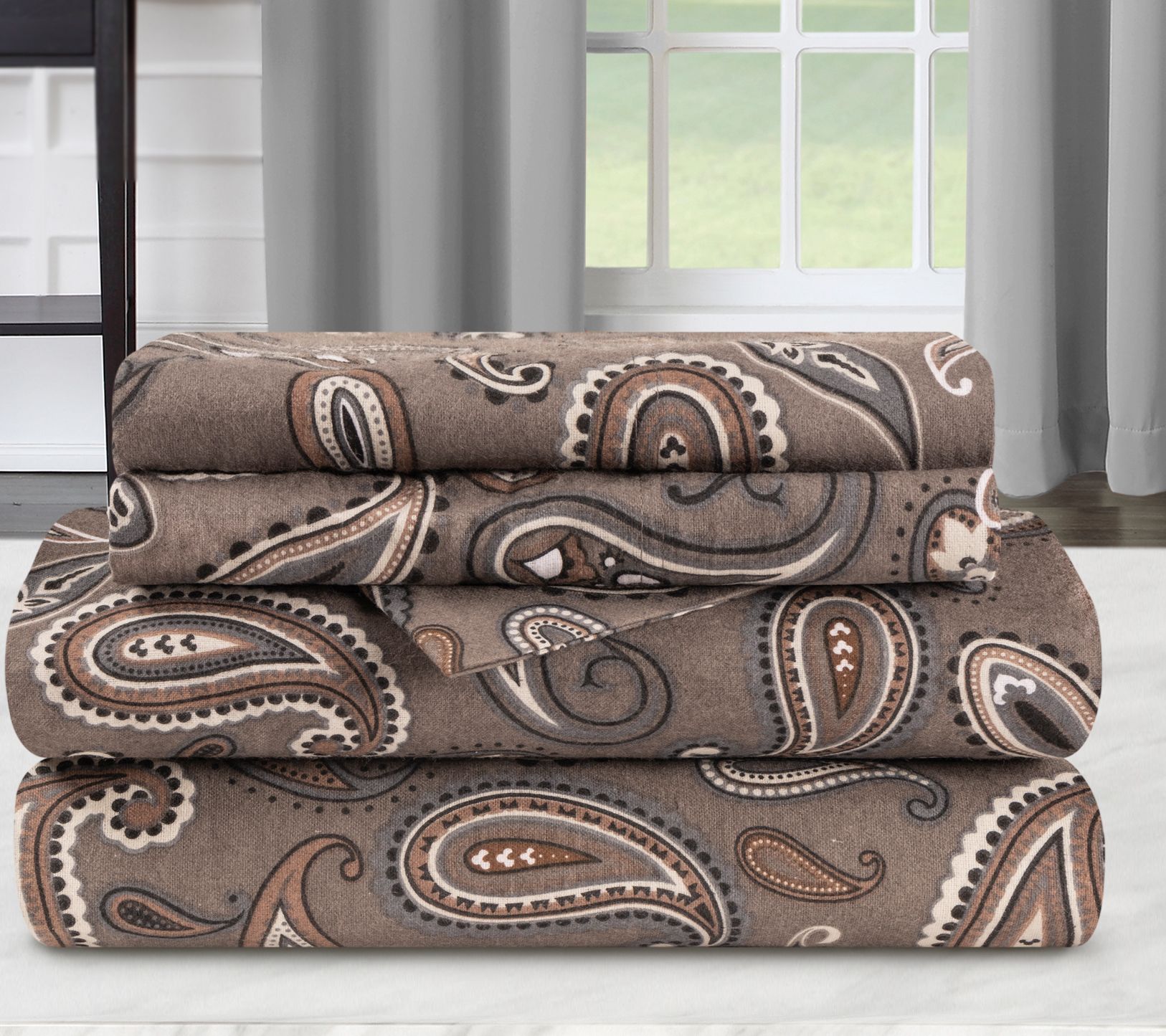 Superior Cotton Flannel Deep Pocket Paisley She et Set, Twin