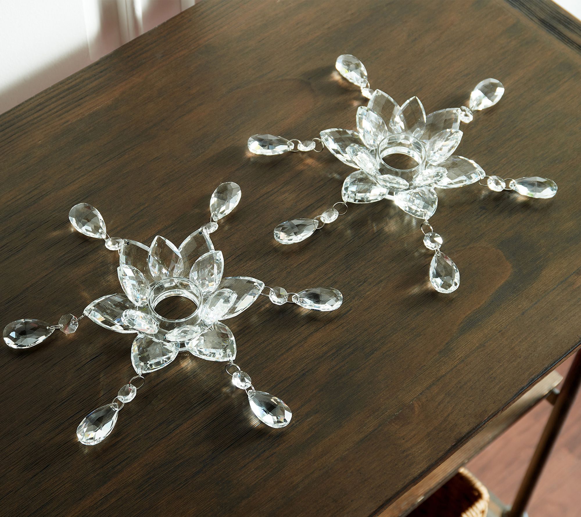 "As Is" Set of 2 Faceted Chandelier Bobeche by Valerie