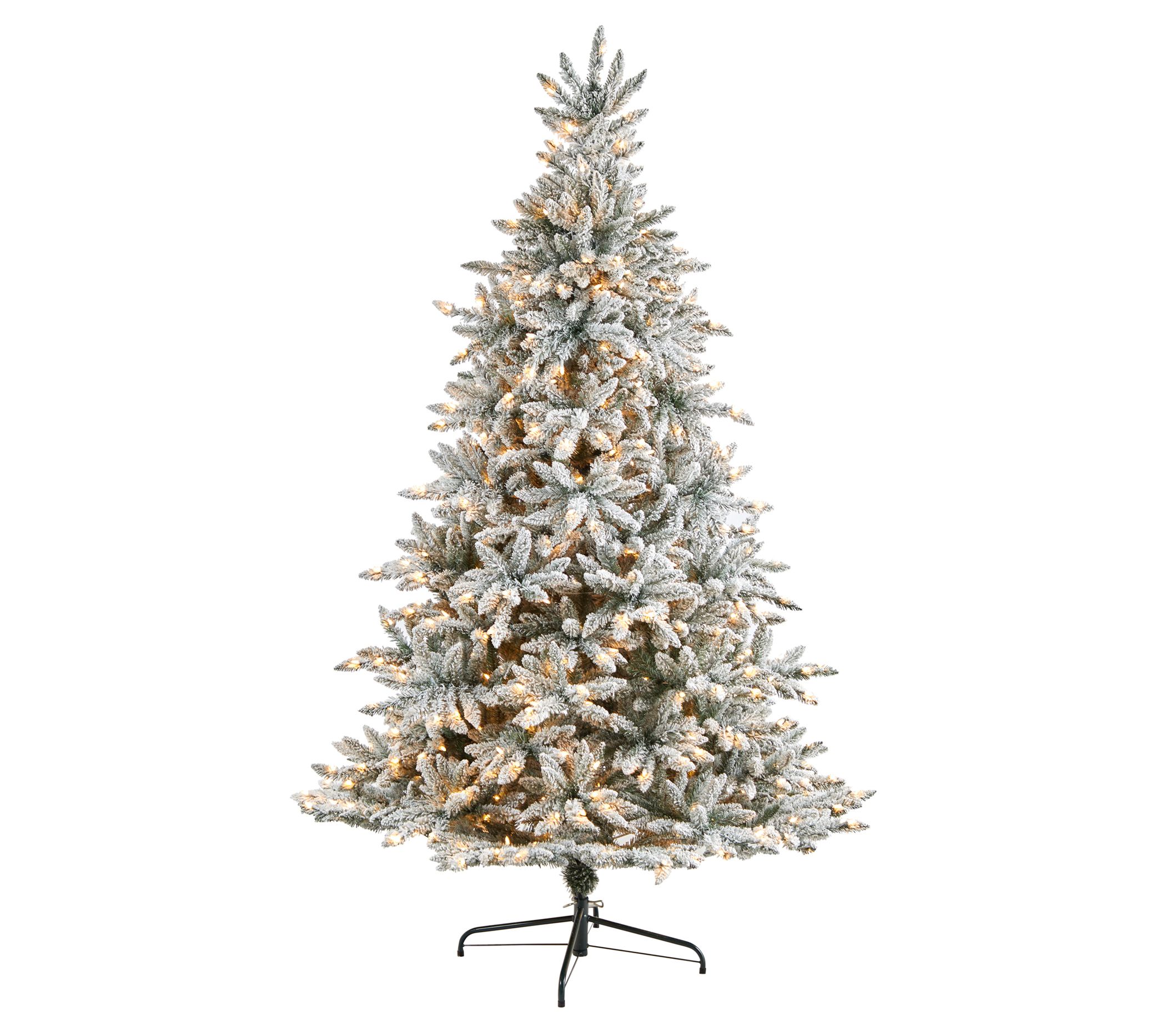 Nearly Natural 8 Ft. Flocked Tree w/600 Clear LED