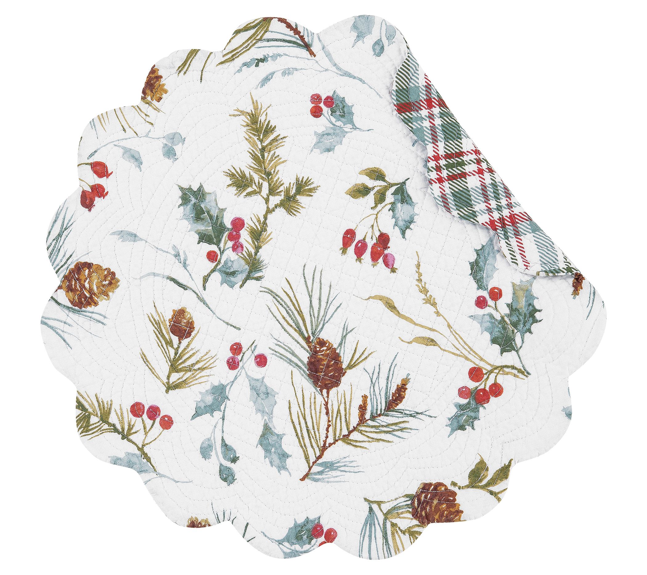 17" Edith Round Holly Placemat Set of 6 by Valerie