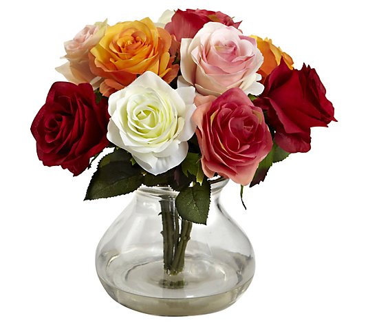 Rose Arrangement with Small Vase by Nearly Natural