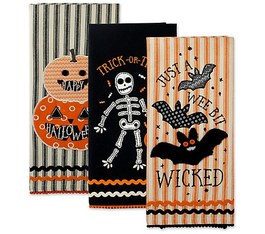 Design Imports Halloween Set of 3 Kitchen Towels