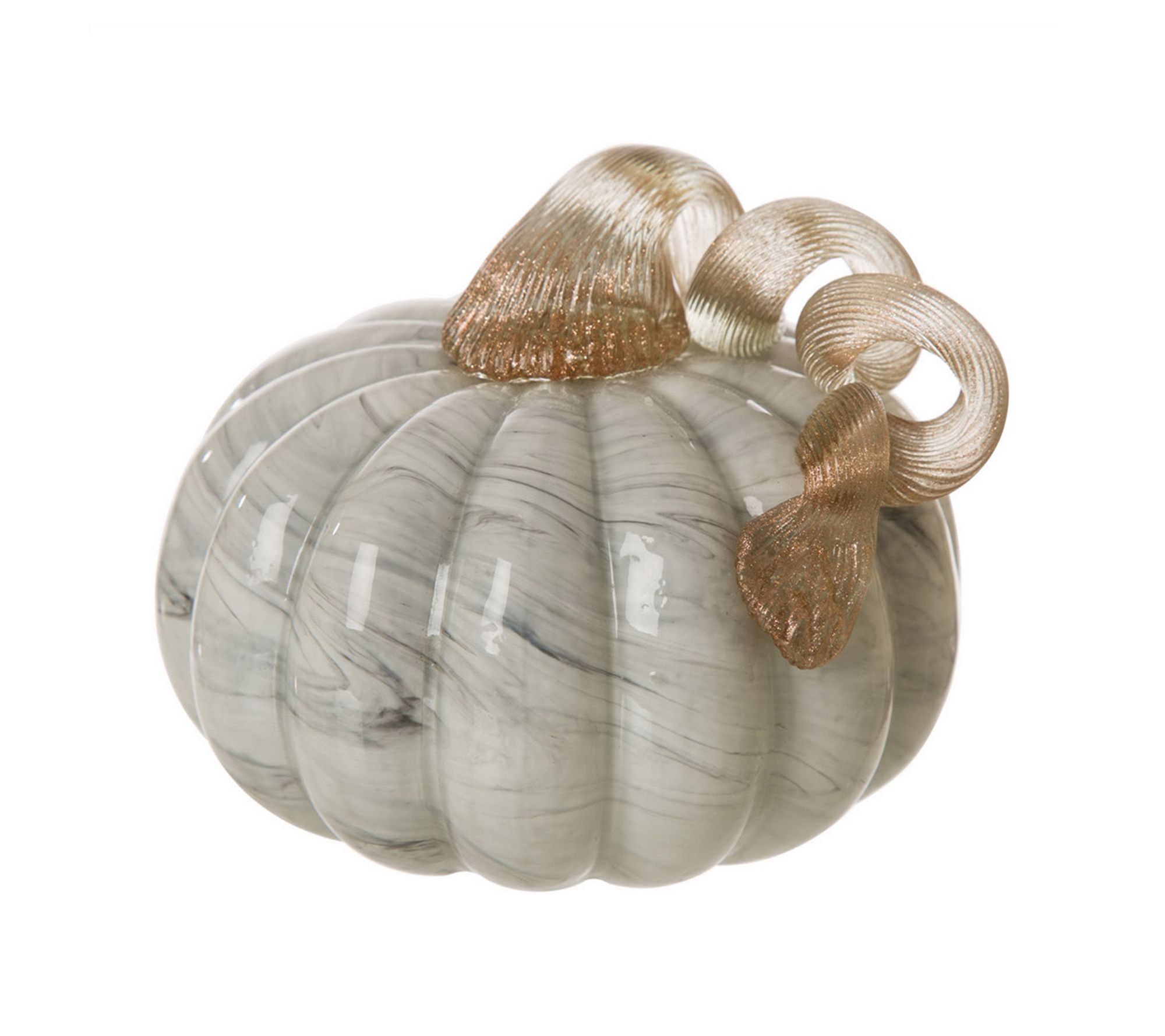 Glitzhome Marble Small Short Glass Indoor Decorative Pumpkin