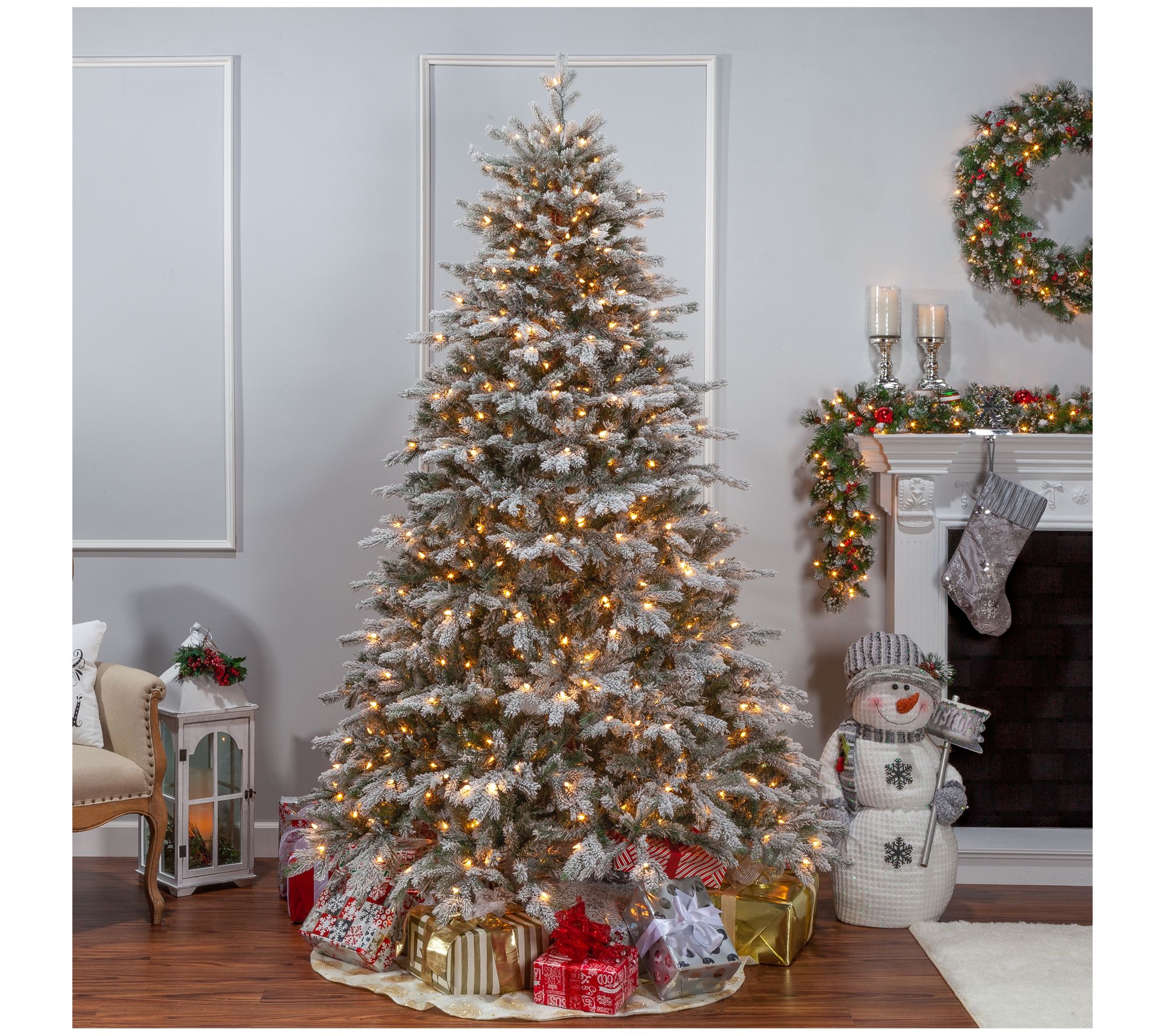 7.5Ft. Flocked Natural Cut Vermont Spruce by Gerson Co. - QVC.com