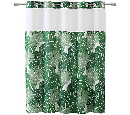 Hookless Palm Leaf Shower Curtain With, Hookless Palm Leaves Shower Curtain