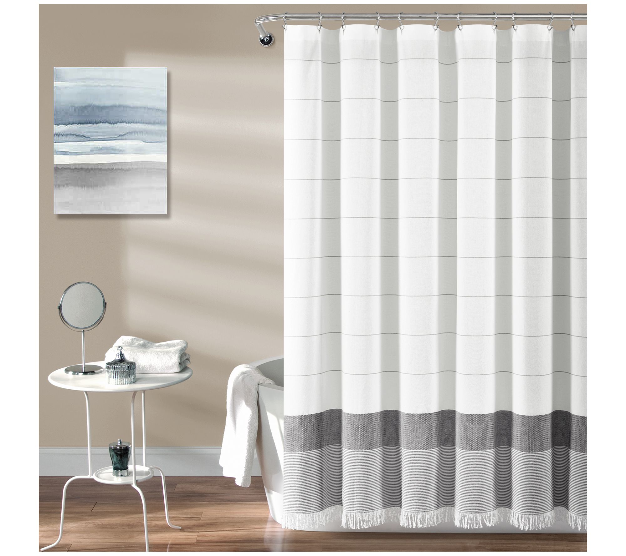 Lush Decor Bayview Shower Curtain White