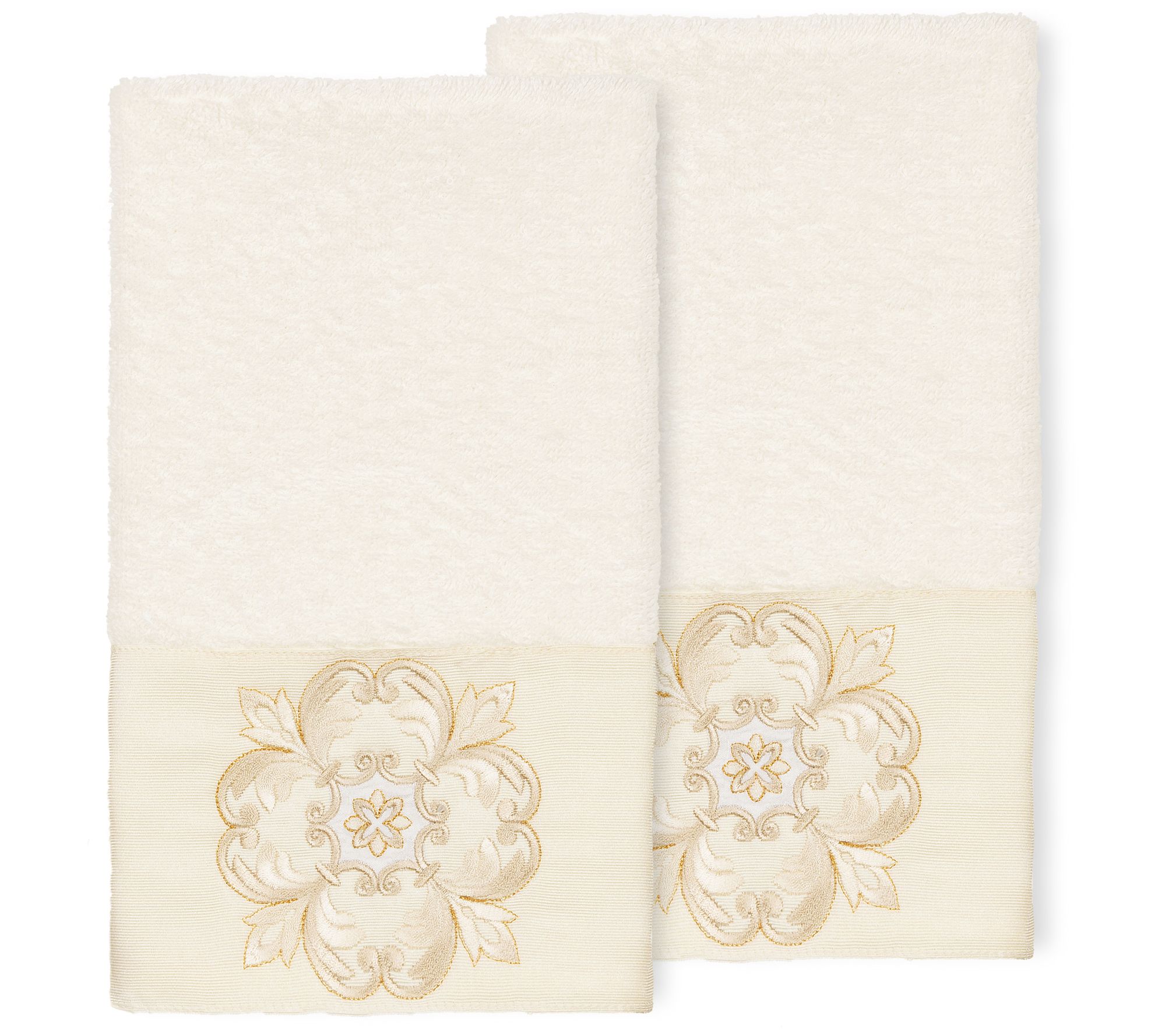 Linum Home Textiles Alyssa 2PC Embellished HandTowel Set