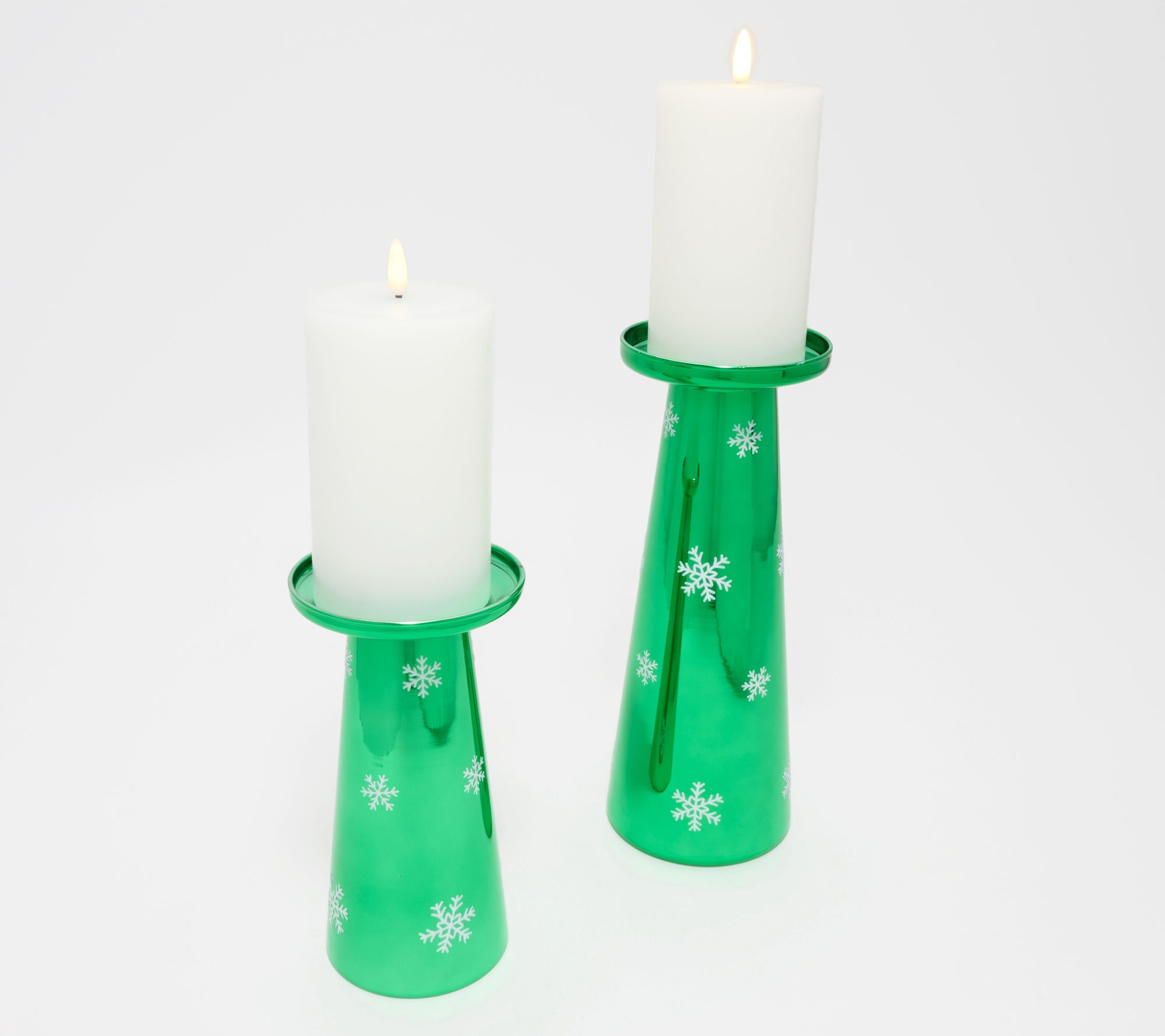 Lightscapes Small & Large Glass Candle Holders w/ Pillars