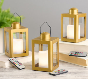 Home Reflections S/3 Indoor/Outdoor Mini Lanterns with Gift Boxes