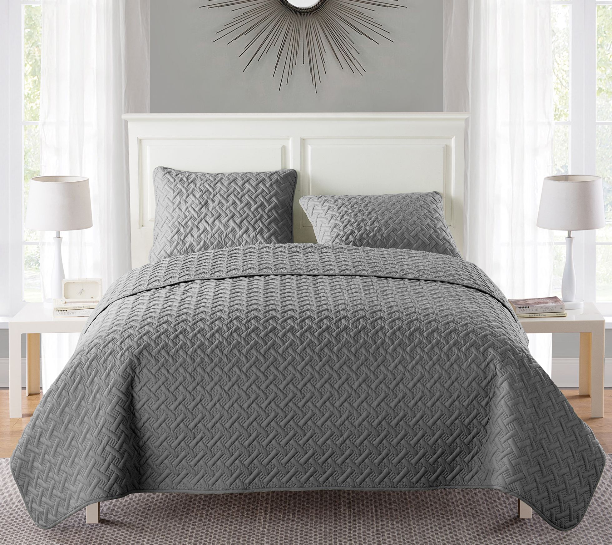 VCNY Nina Embossed Basketweave Quilt Set, Twin