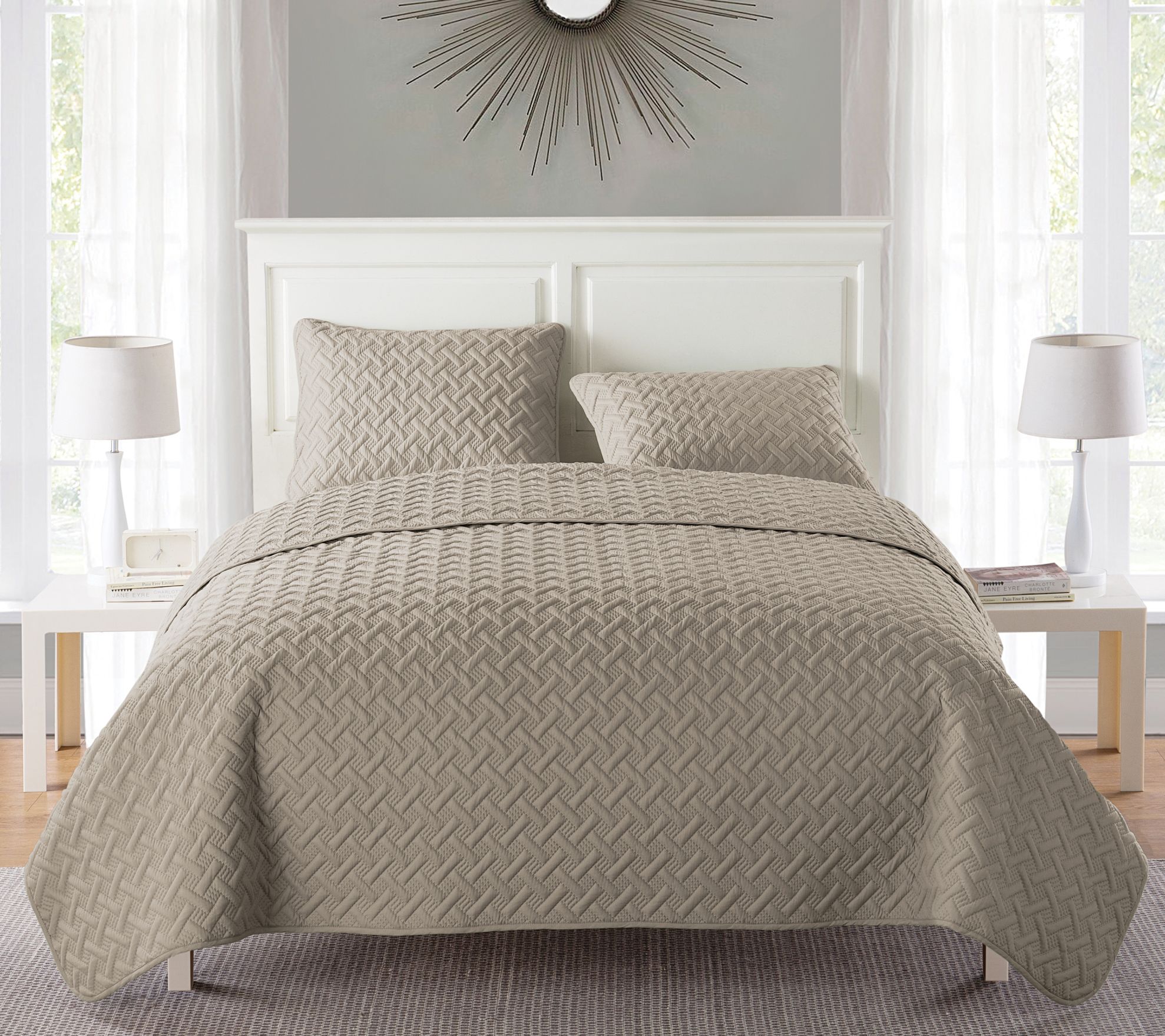 VCNY Nina Embossed Basketweave Quilt Set, Twin