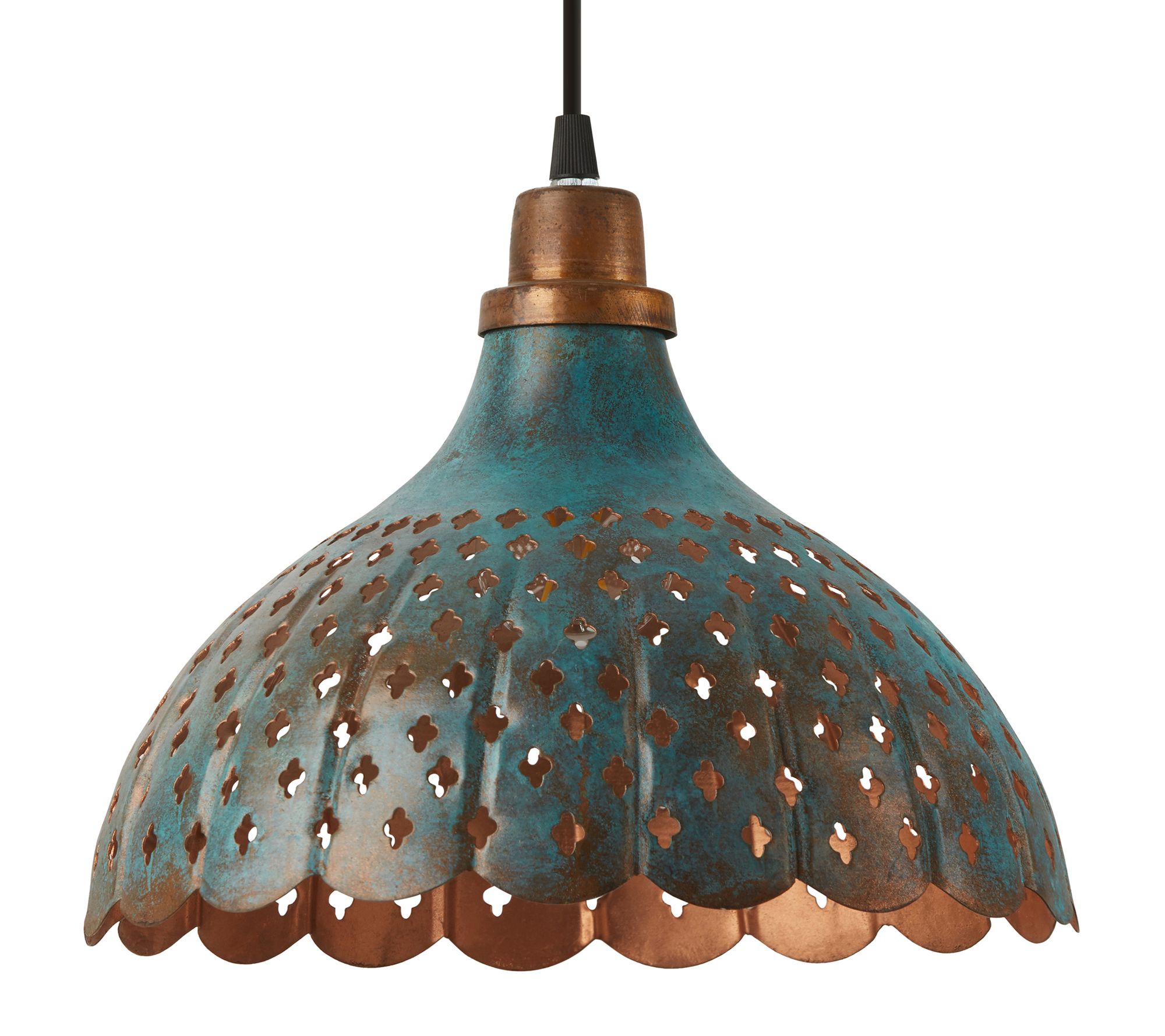 River of Goods 12"W 1-Light Faux Blue Patina Metal Pendant, 1 of 7