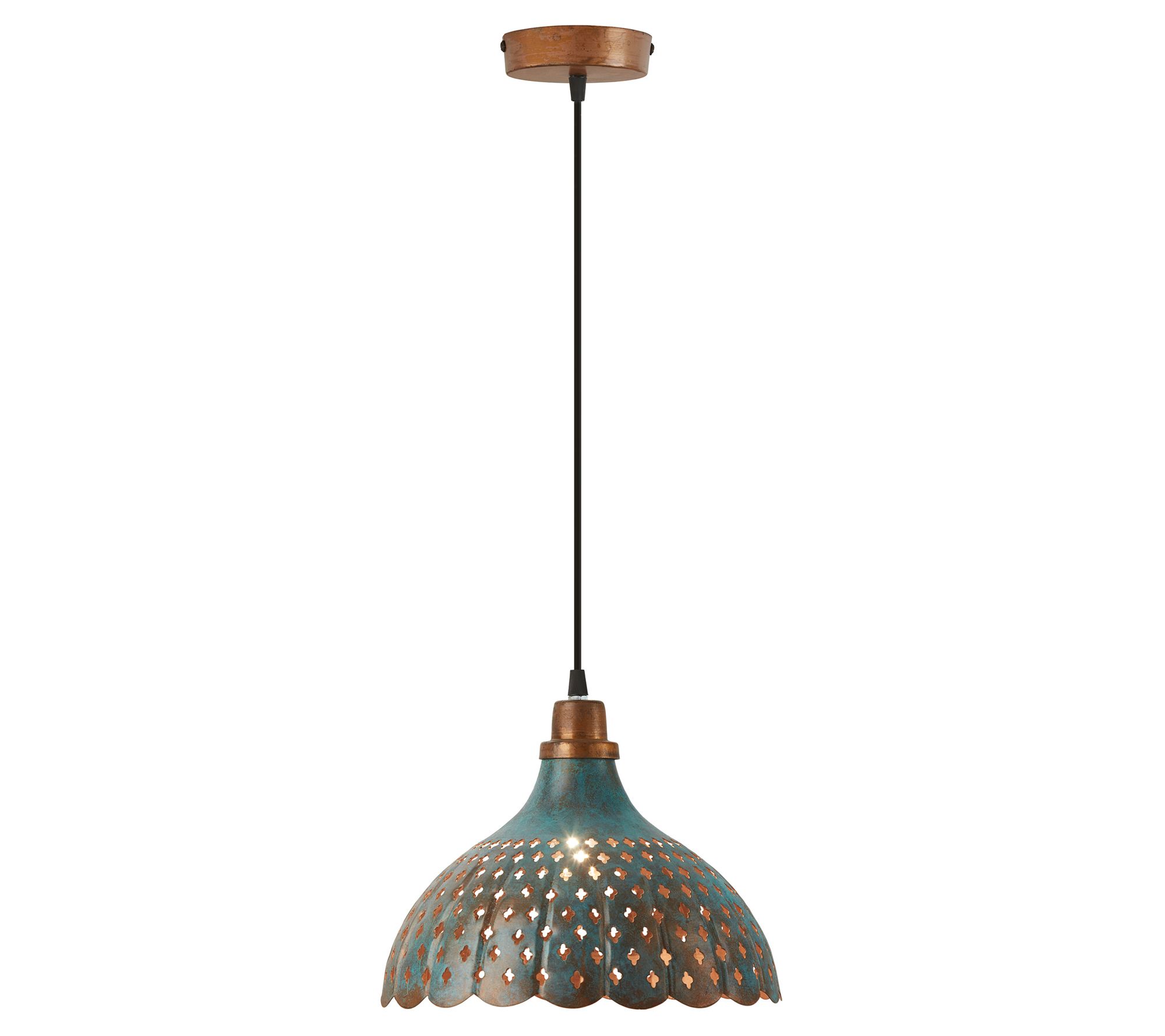 River of Goods 12"W 1-Light Faux Blue Patina Metal Pendant