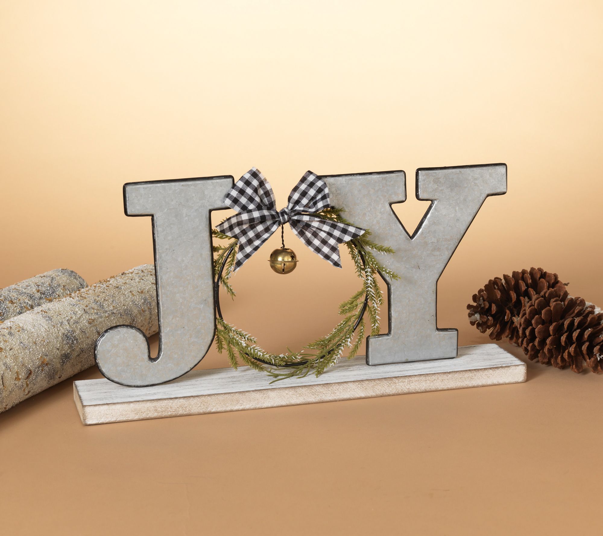 16.5in Wood and Metal JOY Tabletop Decor by Gerson Co