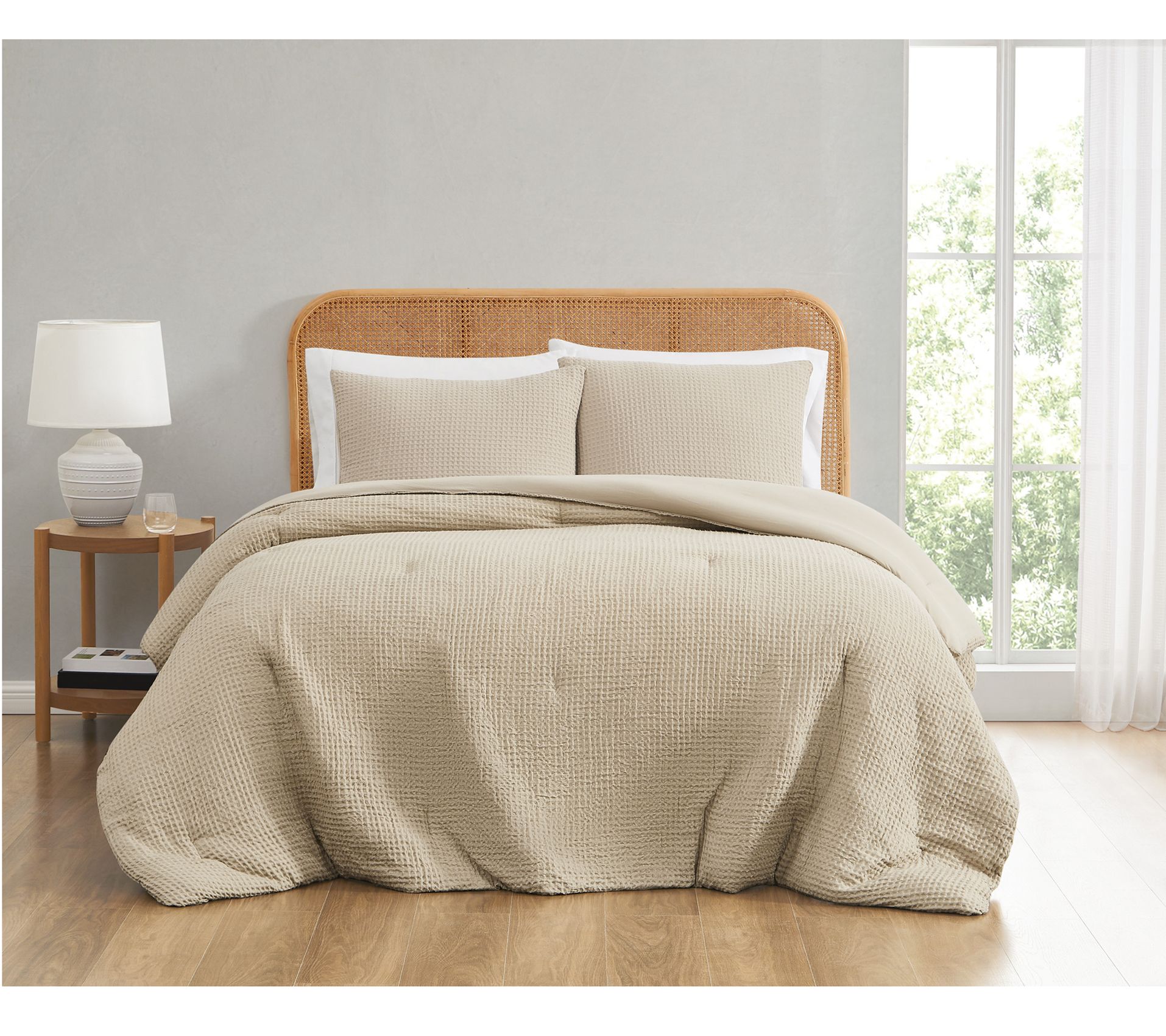 Truly Soft Textured Waffle King 3 Piece Comforter Set