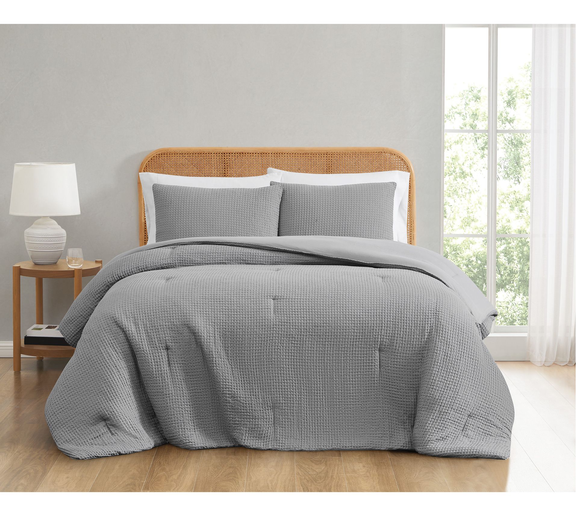 Truly Soft Textured Waffle King 3 Piece Comforter Set