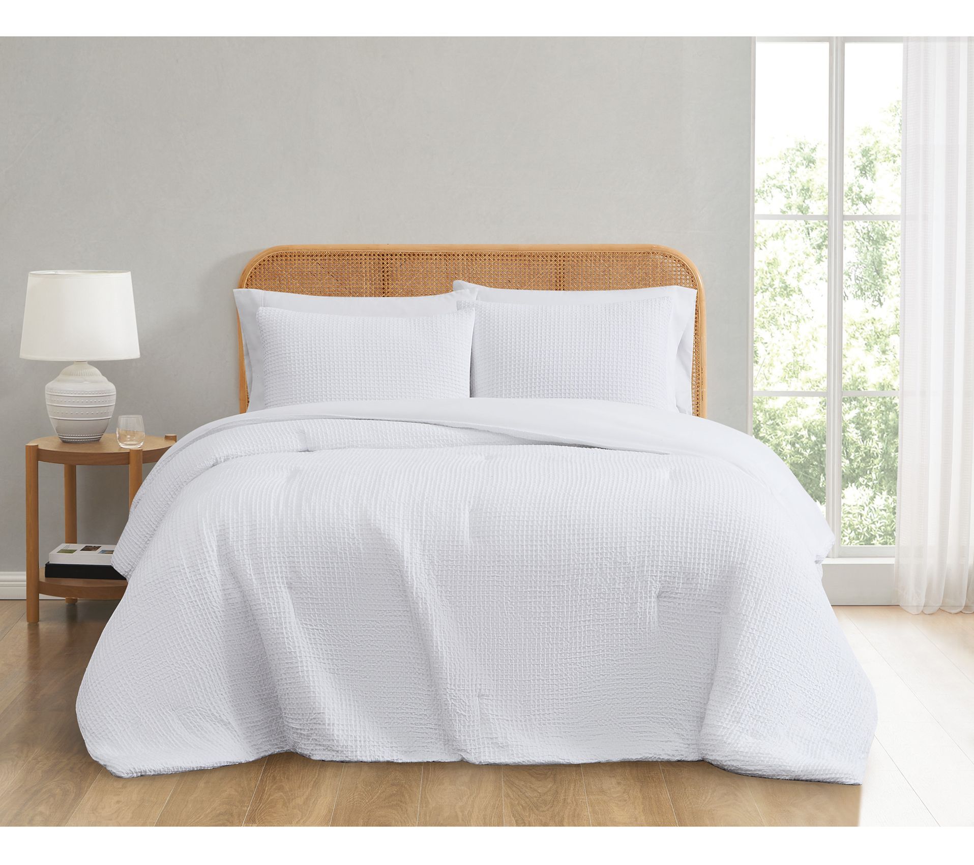 Truly Soft Textured Waffle King 3 Piece Comforter Set