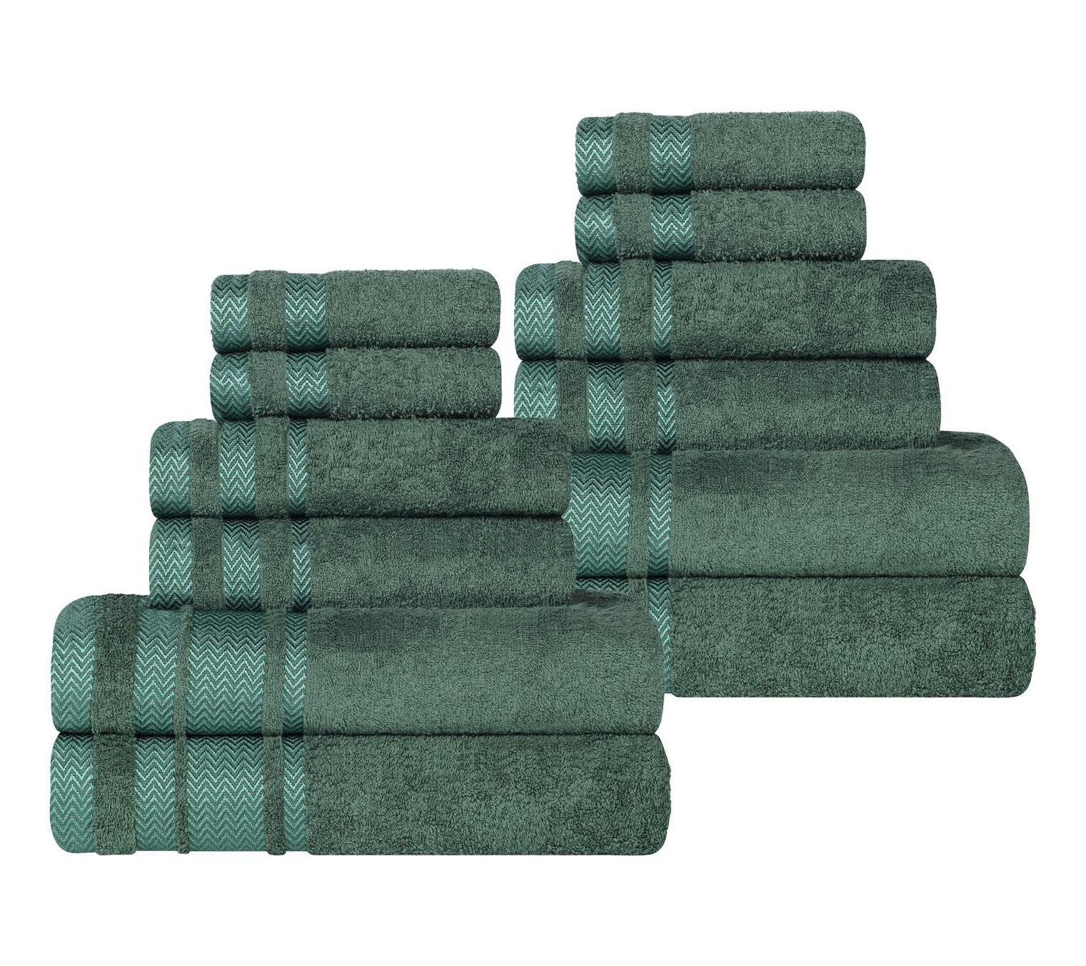 Superior 12pc Zero Twist Cotton Dobby Border Soft Towel Set