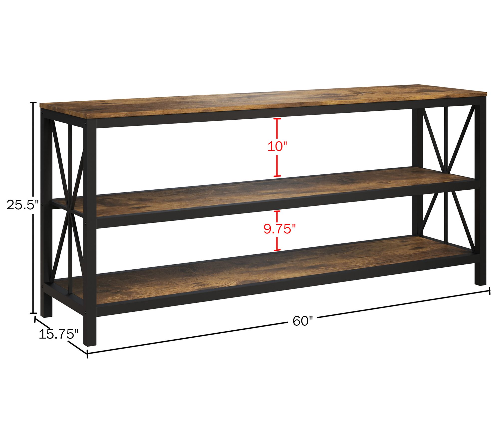 Lavish Home Farmhouse 3Tier Open Back Entertainment Center
