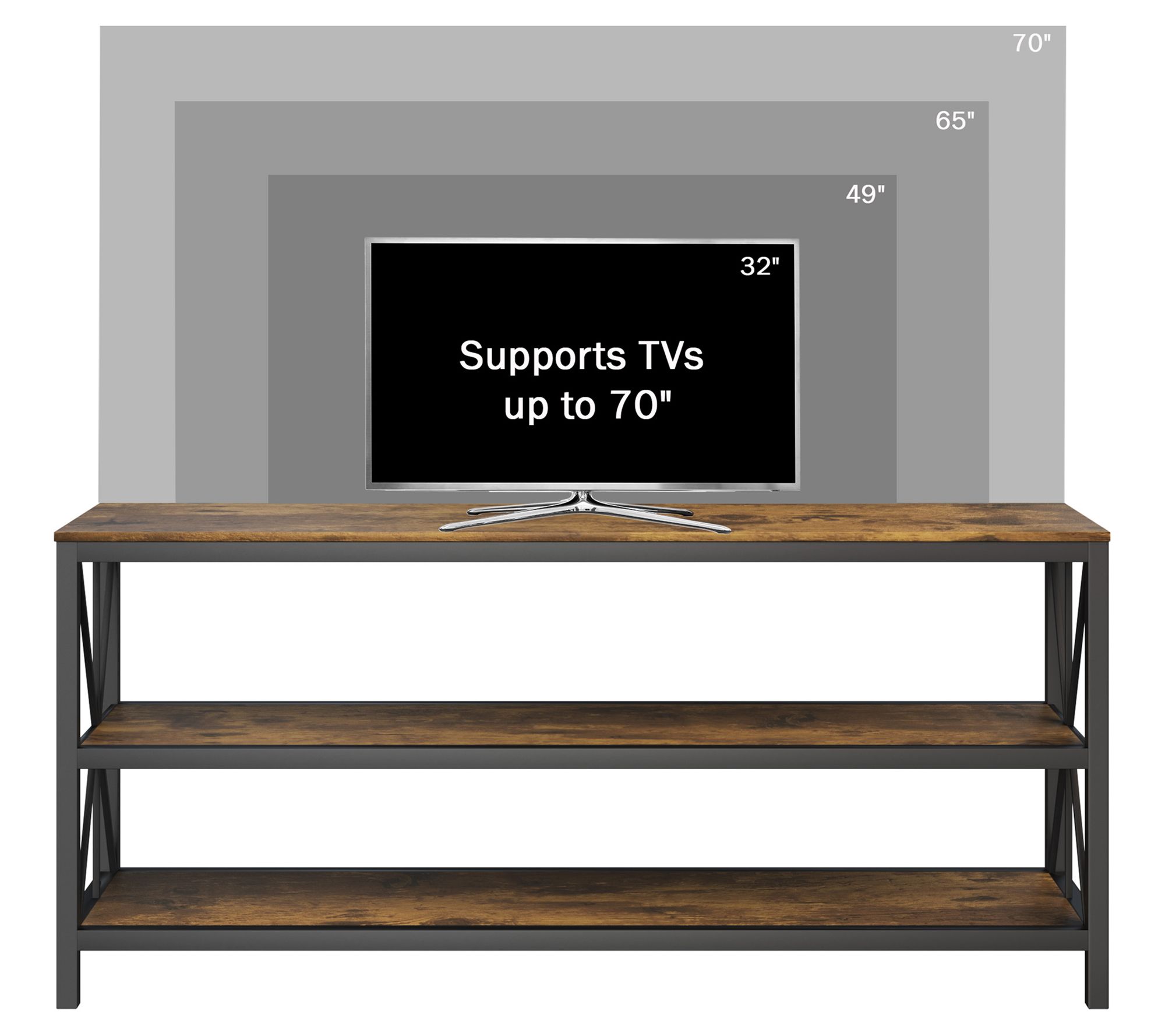 Lavish Home Farmhouse 3Tier Open Back Entertainment Center