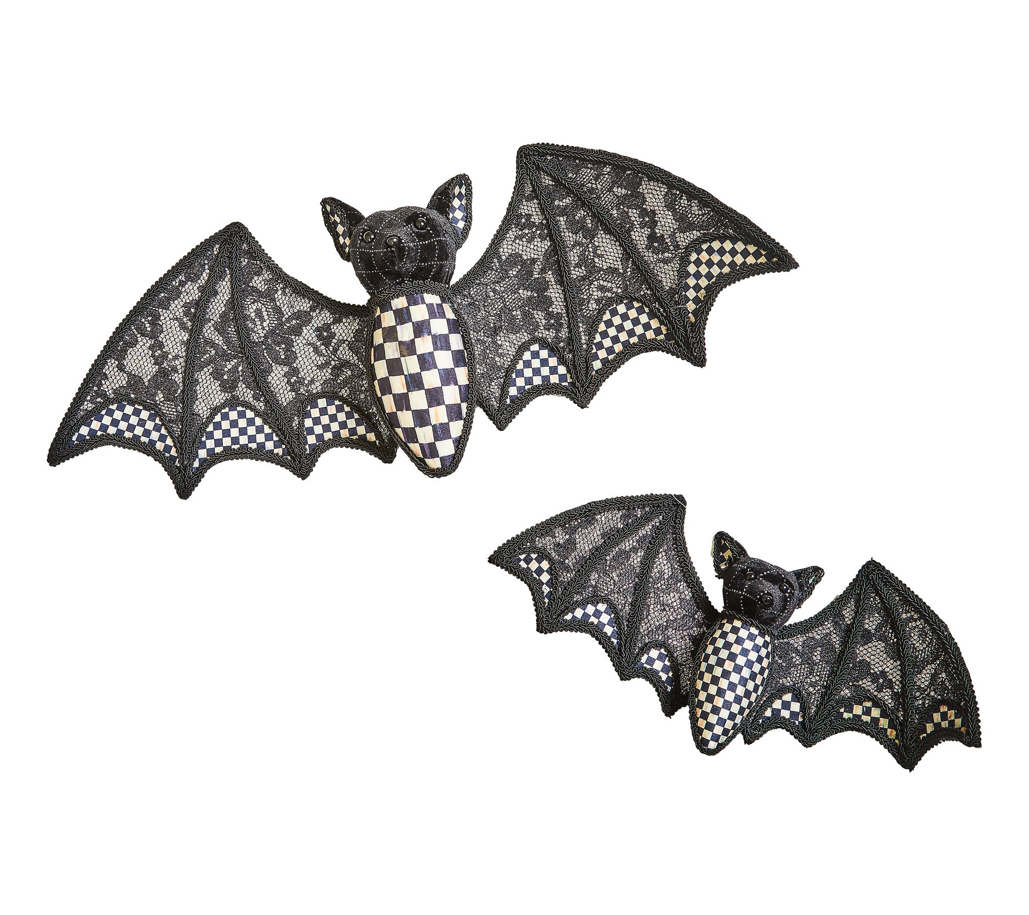 MacKenzie- Childs Set of 2 Hanging Velvet Check Bats