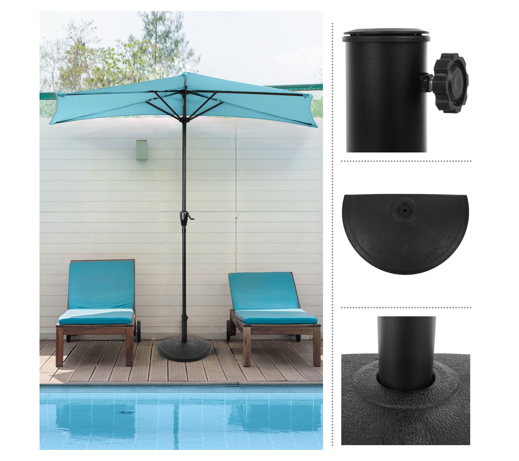 Pure Garden Half Umbrella Base 32lbs Heavy-Duty Weighted Stan - QVC.com