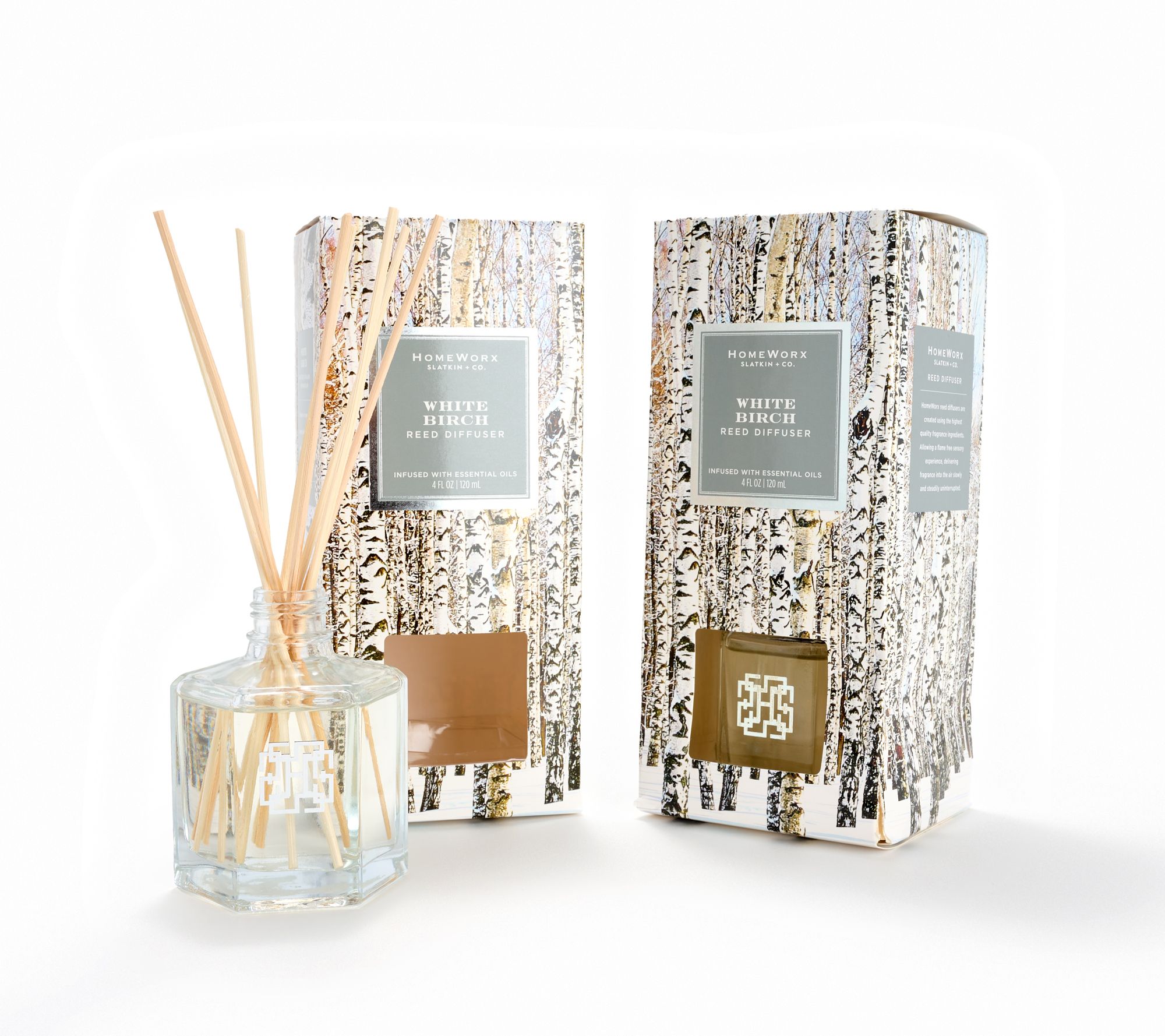 HomeWorx by Slatkin + Co. S/2 White Birch Festive Reed Diffusers