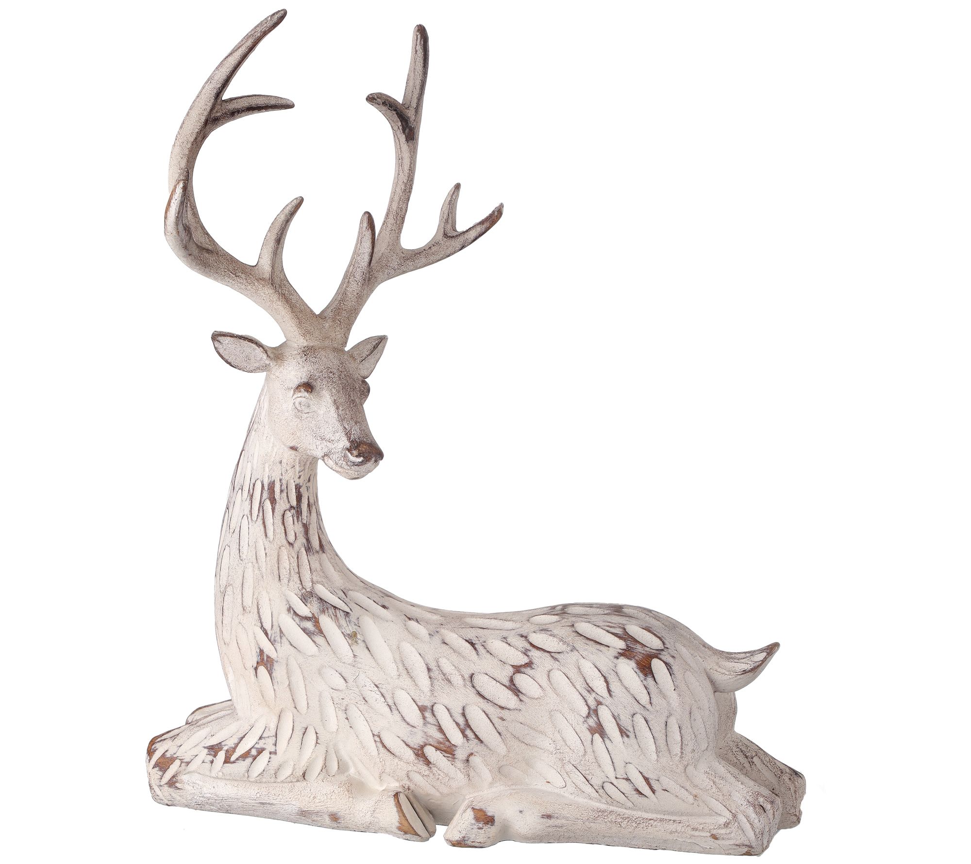 11" Laying Carved Deer by Valerie