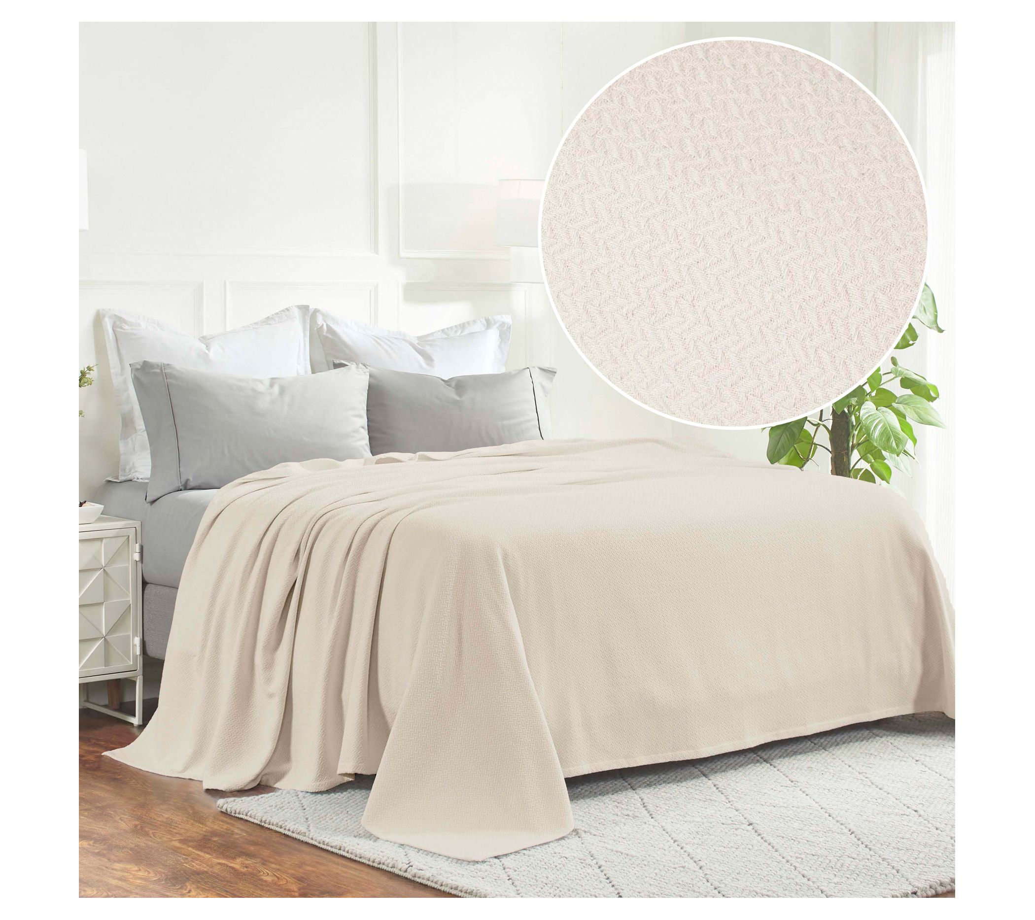 Superior Cotton Textured Chevron Woven Blanket,Full/QN