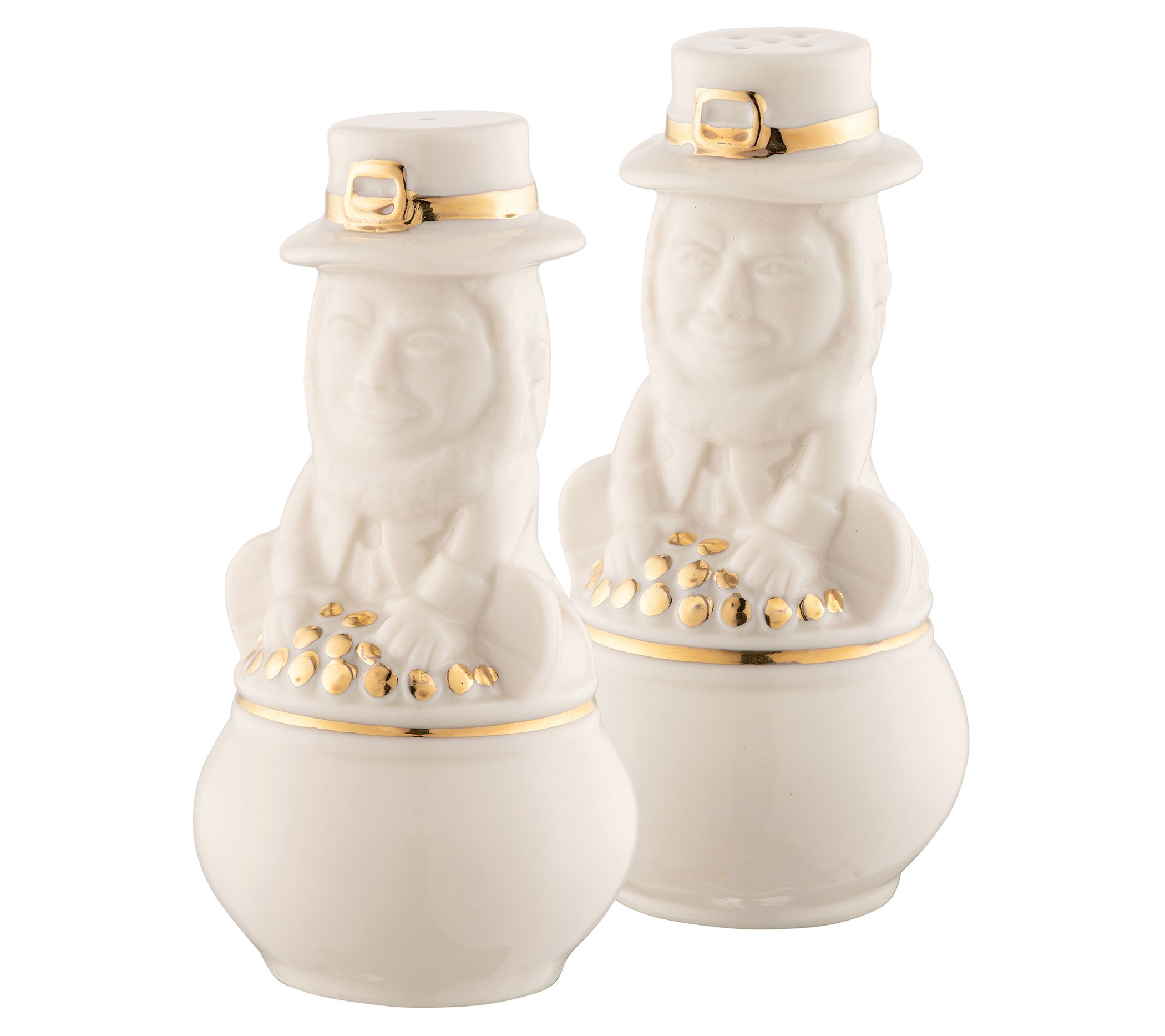 Belleek Pottery Leprechaun Salt & Pepper Shakers