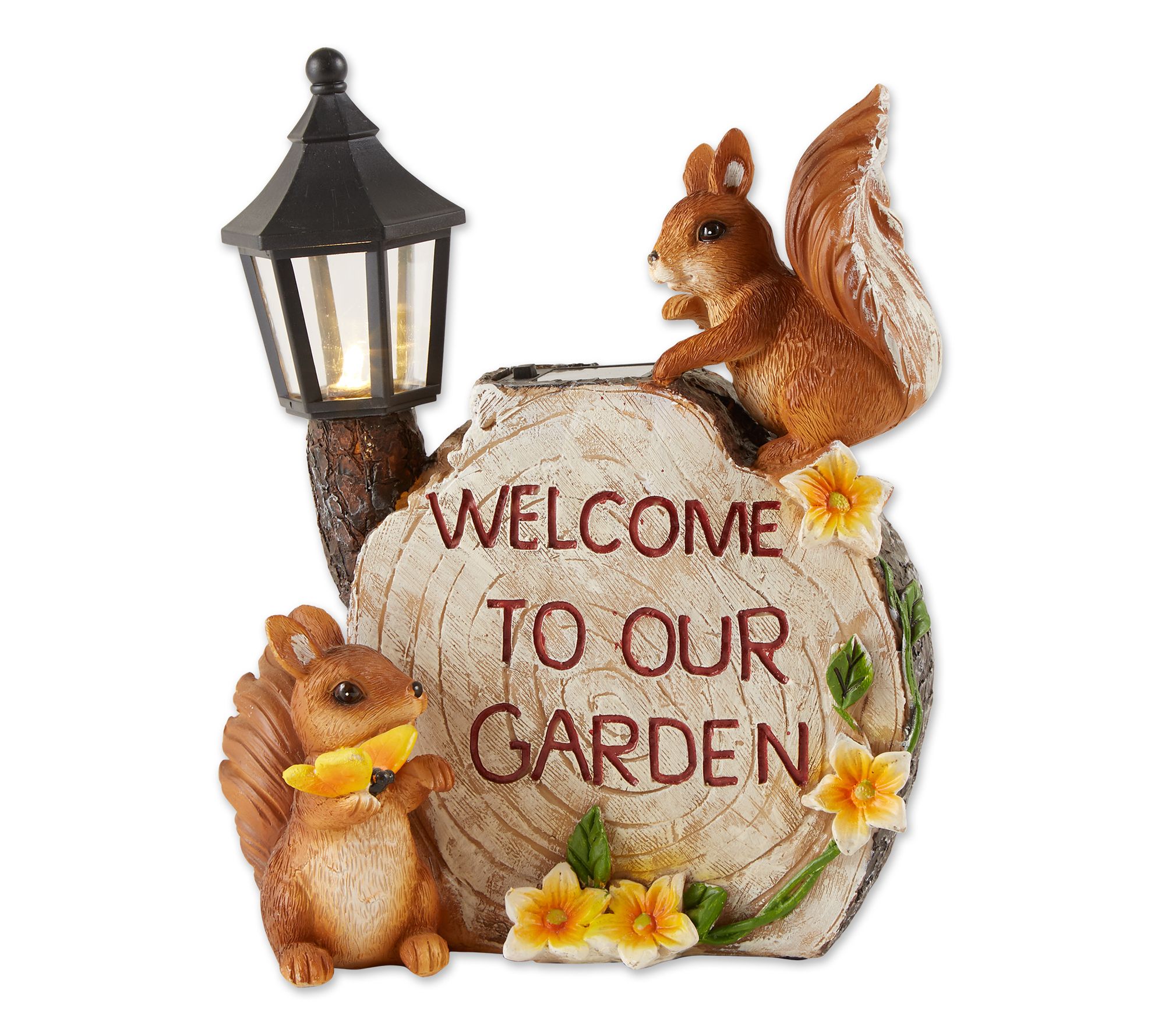 Zingz & Thingz Welcome to Our Garden Squirrels Solar Statue