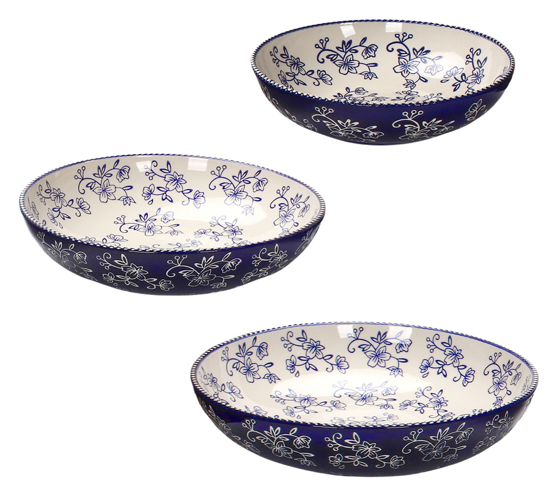 Temp-tations Floral Lace Set of 3 Shallow Nesting Bowl Set