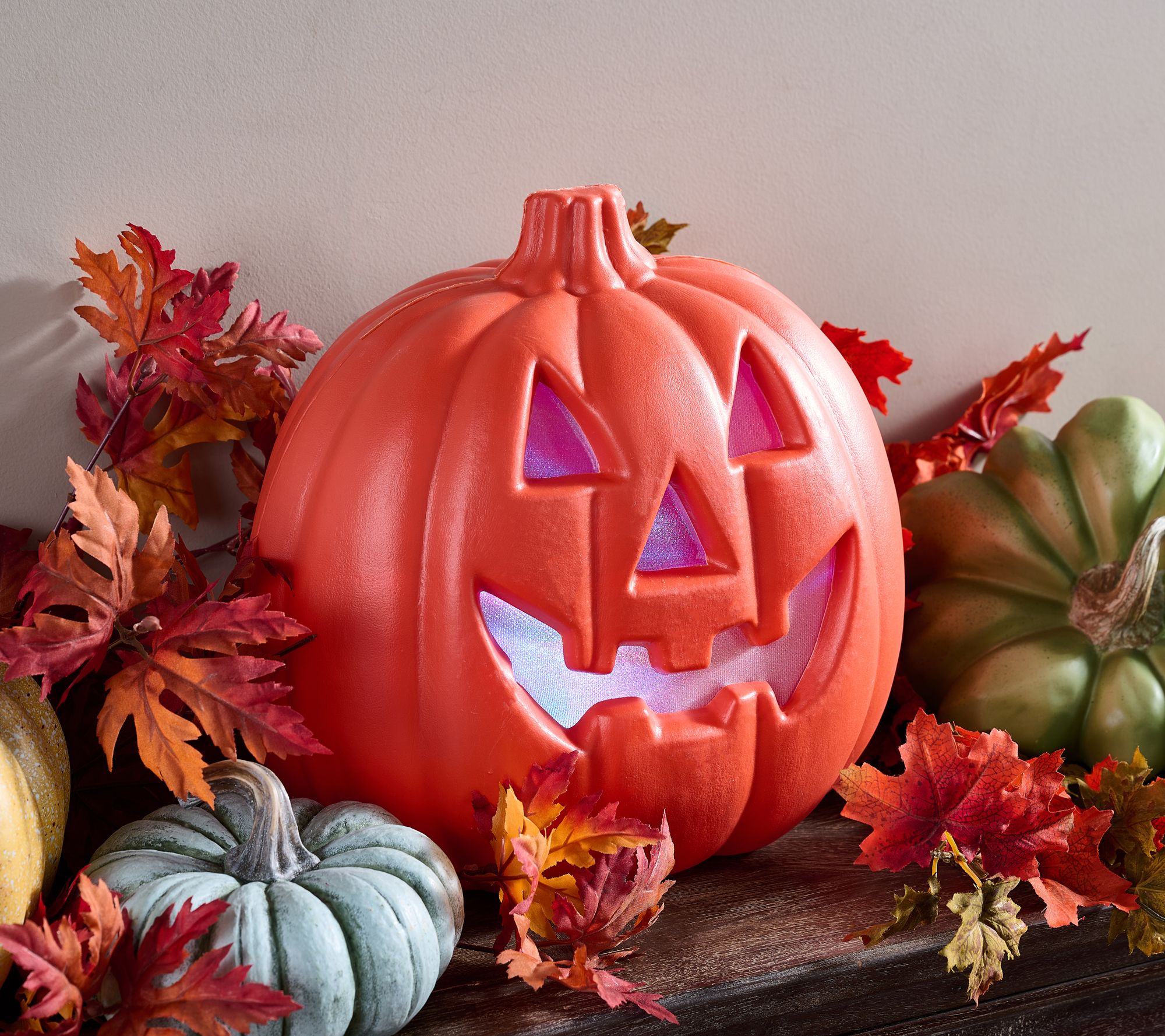 "As Is" Hay & Harvest 12" Illuminated Pumpkin with Light Show