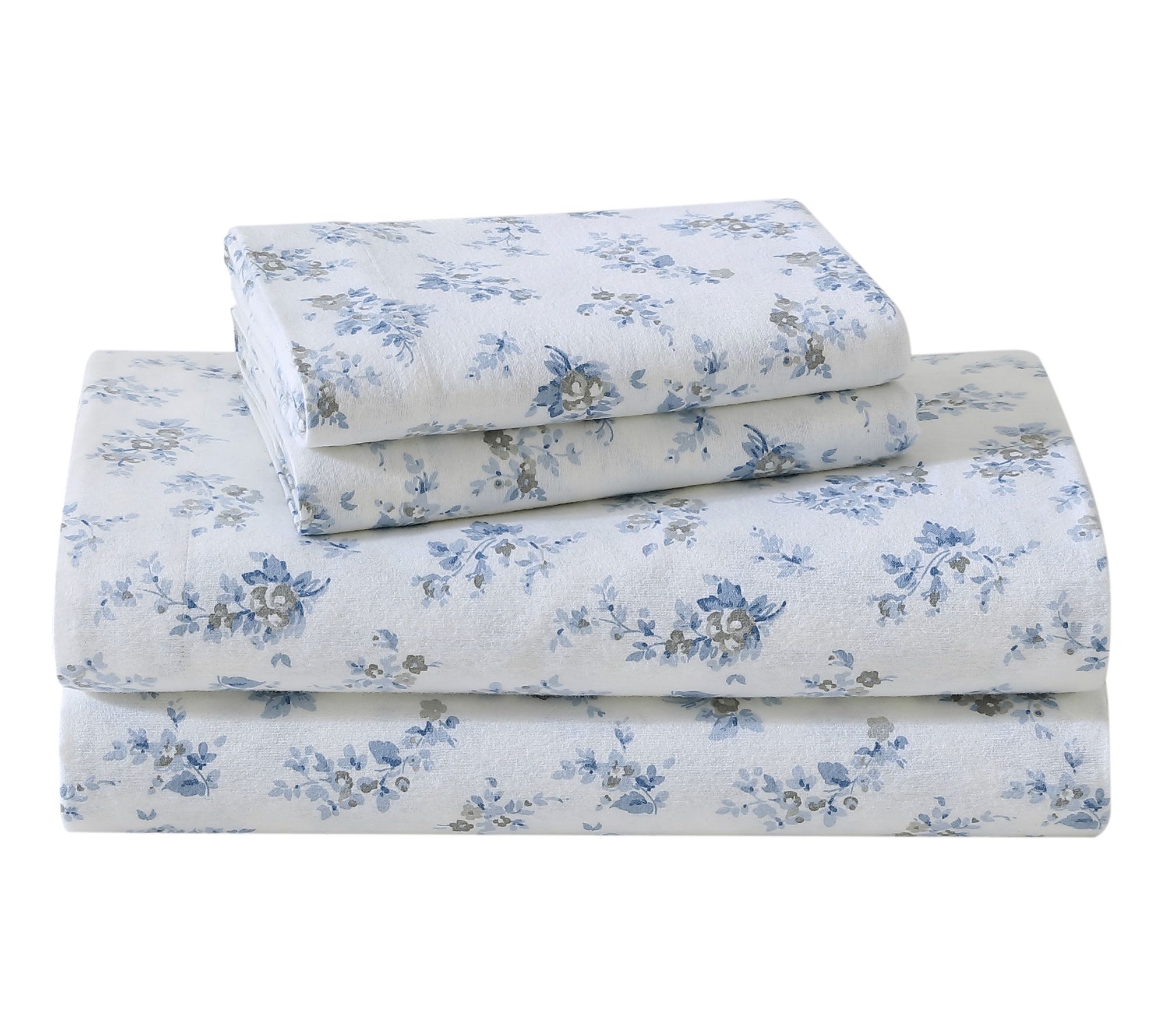 Laura Ashley Audrey Blue Twin Flannel Sheet Set