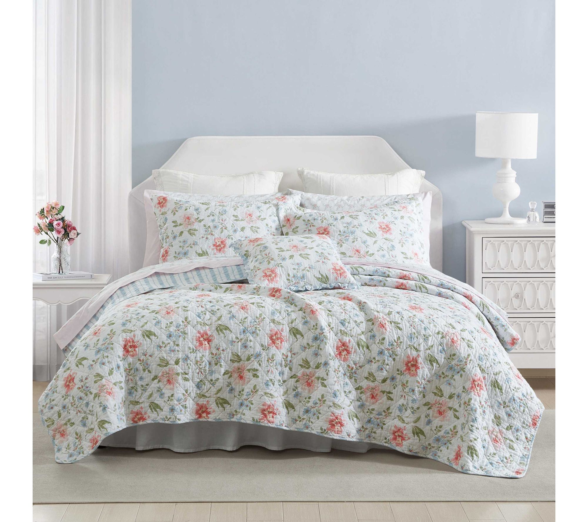 Laura Ashley Emilie Pink Full/Queen Quilt ShamSet