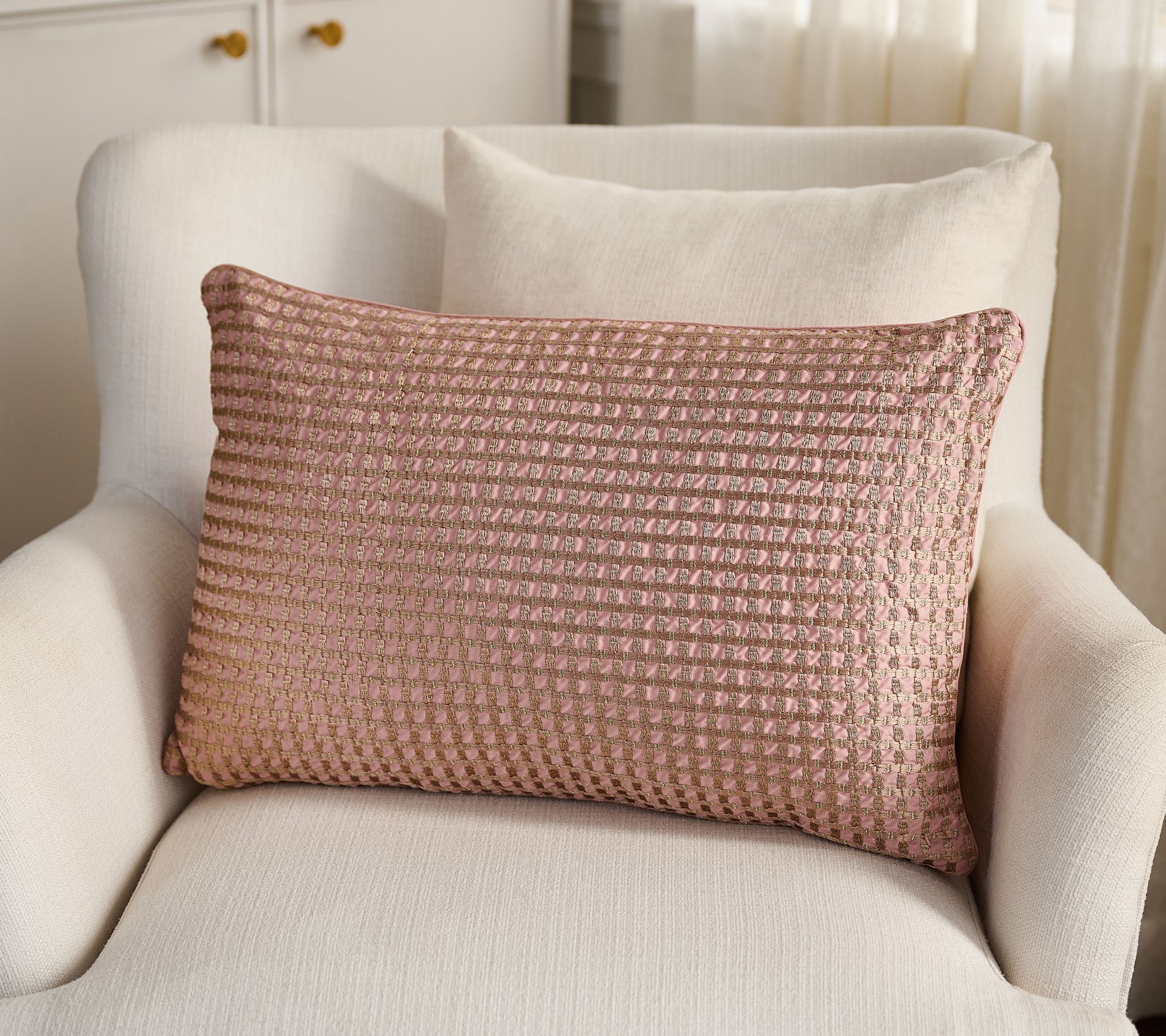 "As Is" Northern Nights Metallic Embroidered 14x 22 Deco Pillow