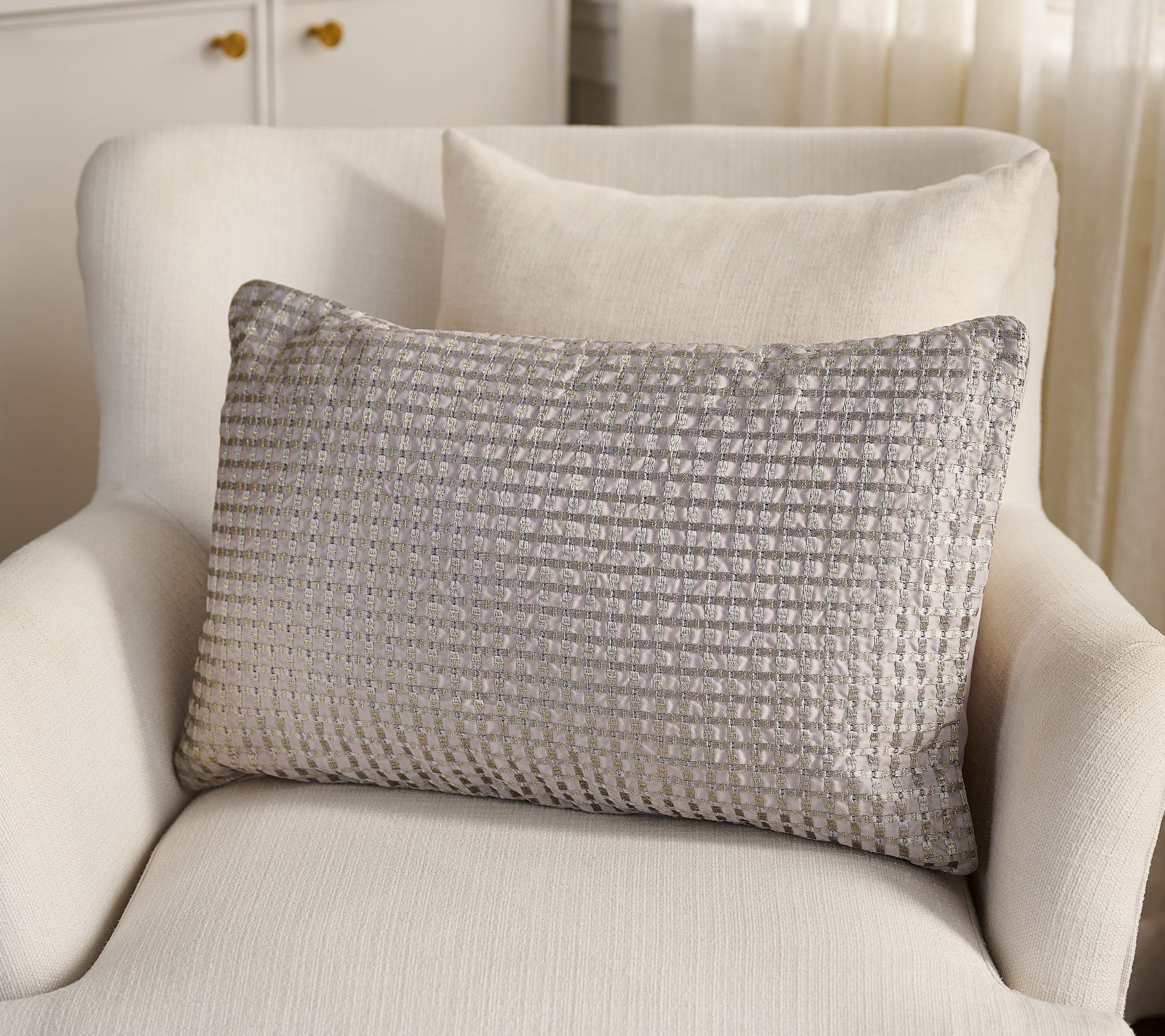 "As Is" Northern Nights Metallic Embroidered 14x 22 Deco Pillow