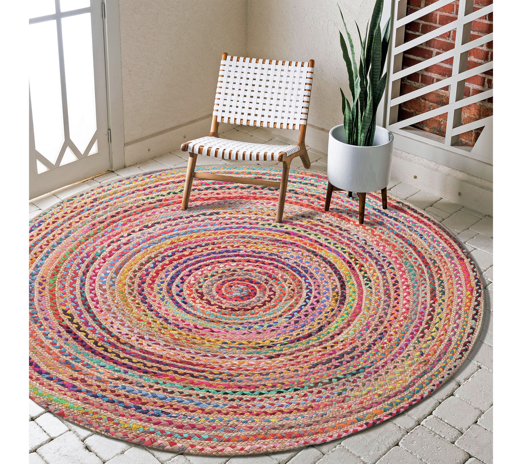 Ox Bay Ingrid Cotton and Jute Rainbow Indoor 3'Round Rug