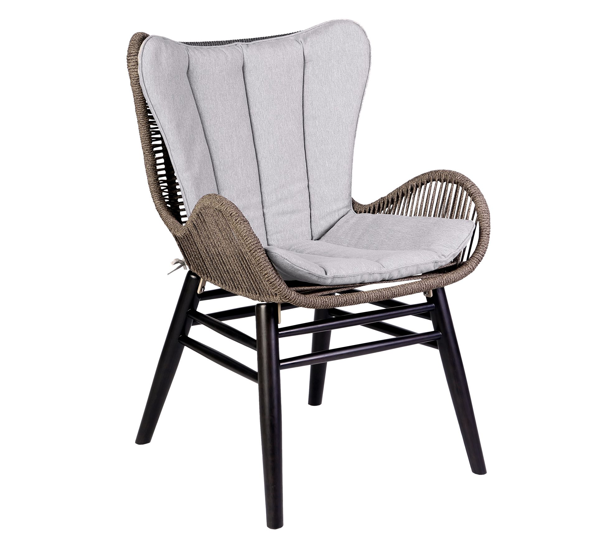 Armen Living Mateo Outdoor Dining Chair in Woodand Rope