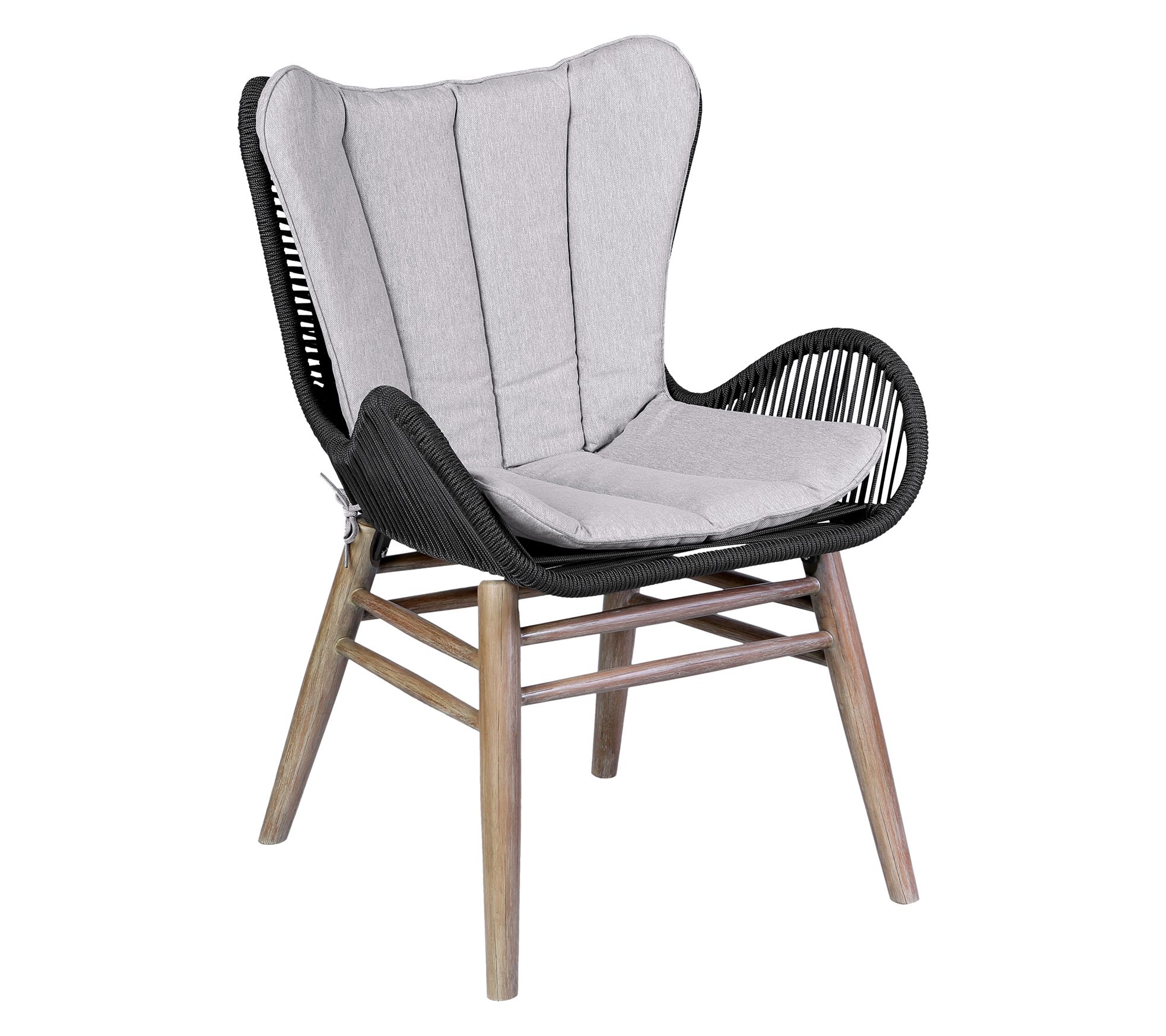 Armen Living Mateo Outdoor Dining Chair in Woodand Rope
