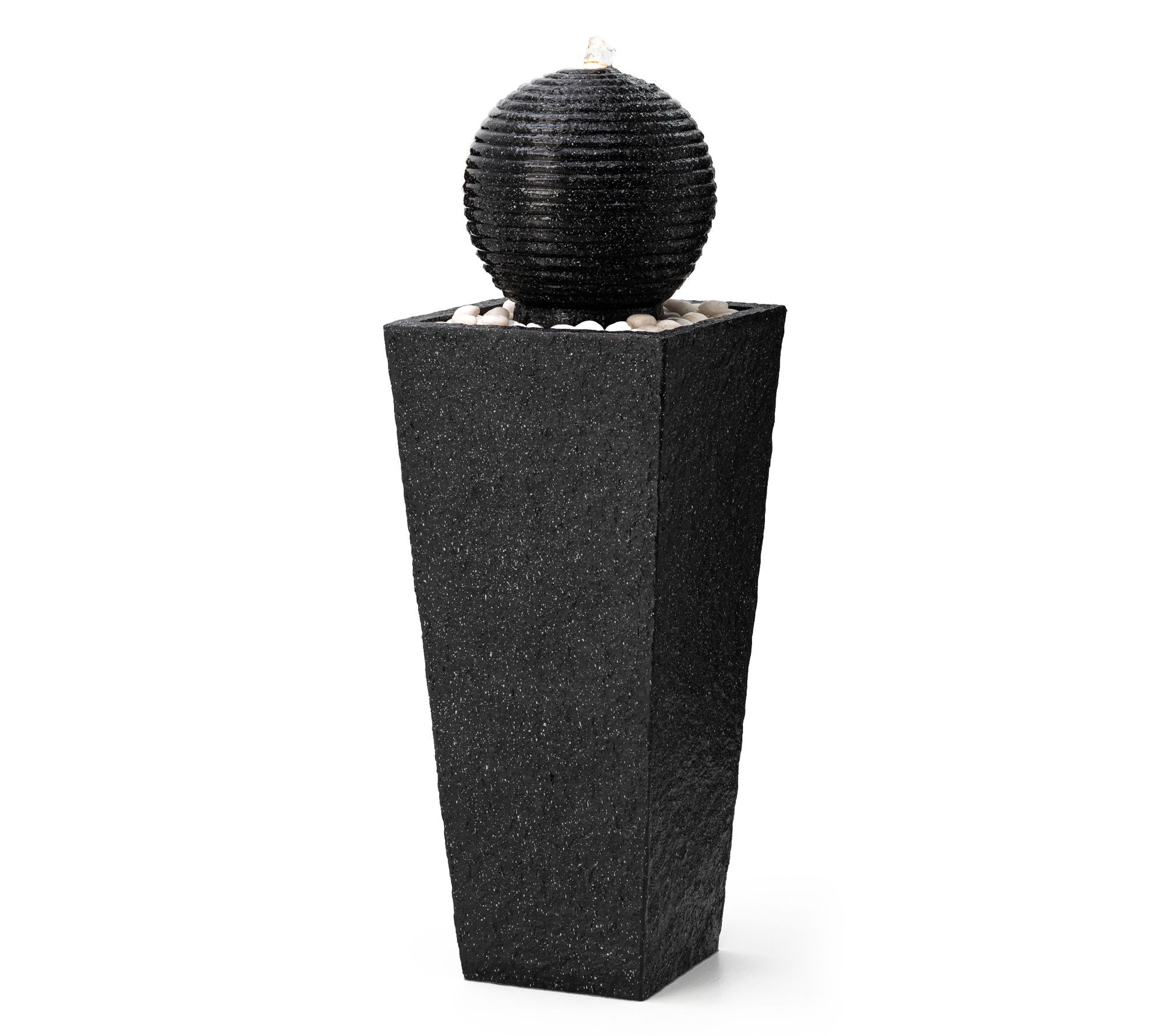 Glitzhome 40" LED Geometric Sphere Faux Stone Outdoor Fountain