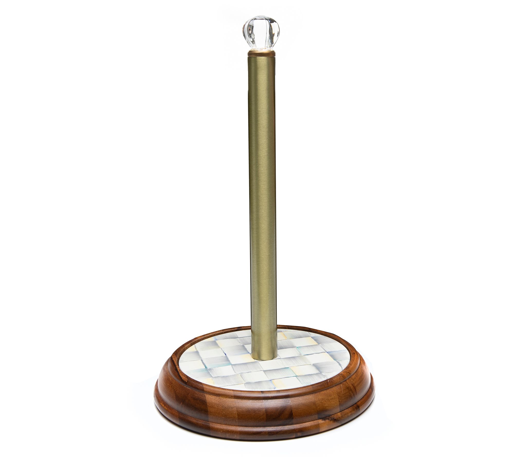 MacKenzie-Childs Sterling Check Wood Paper Towel Holder