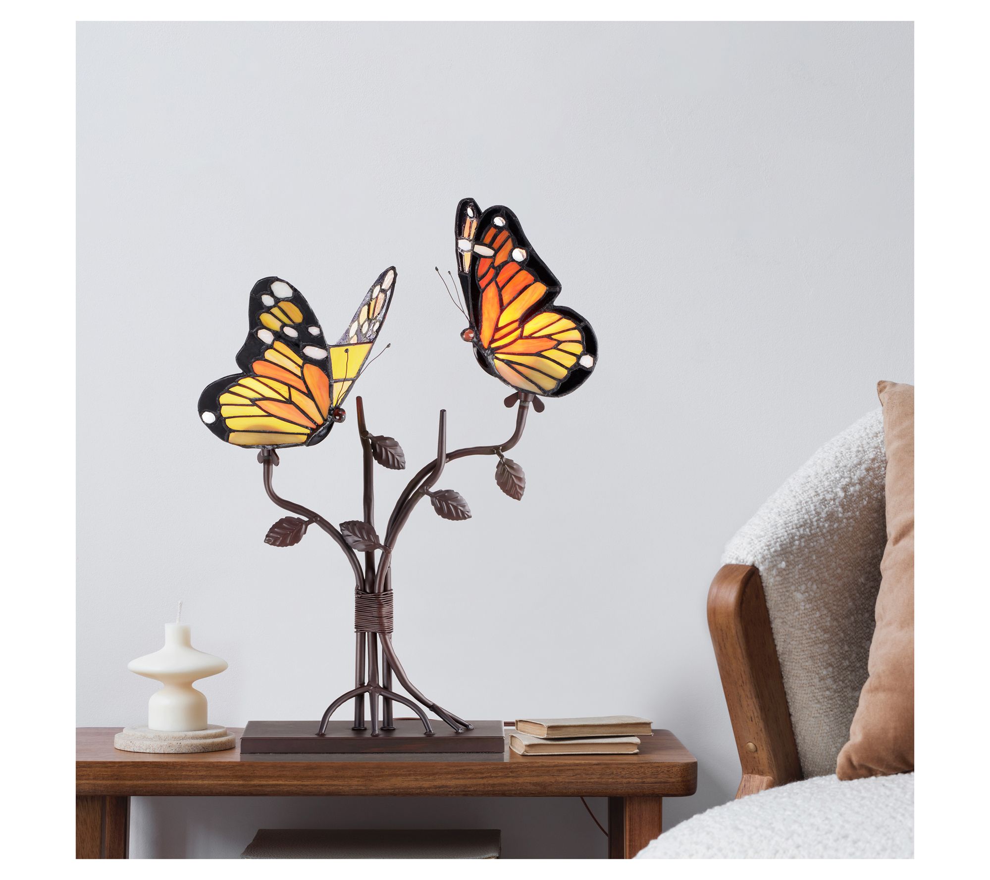 River of Goods 20.5"H Stained Glass Butterfly Table Lamp