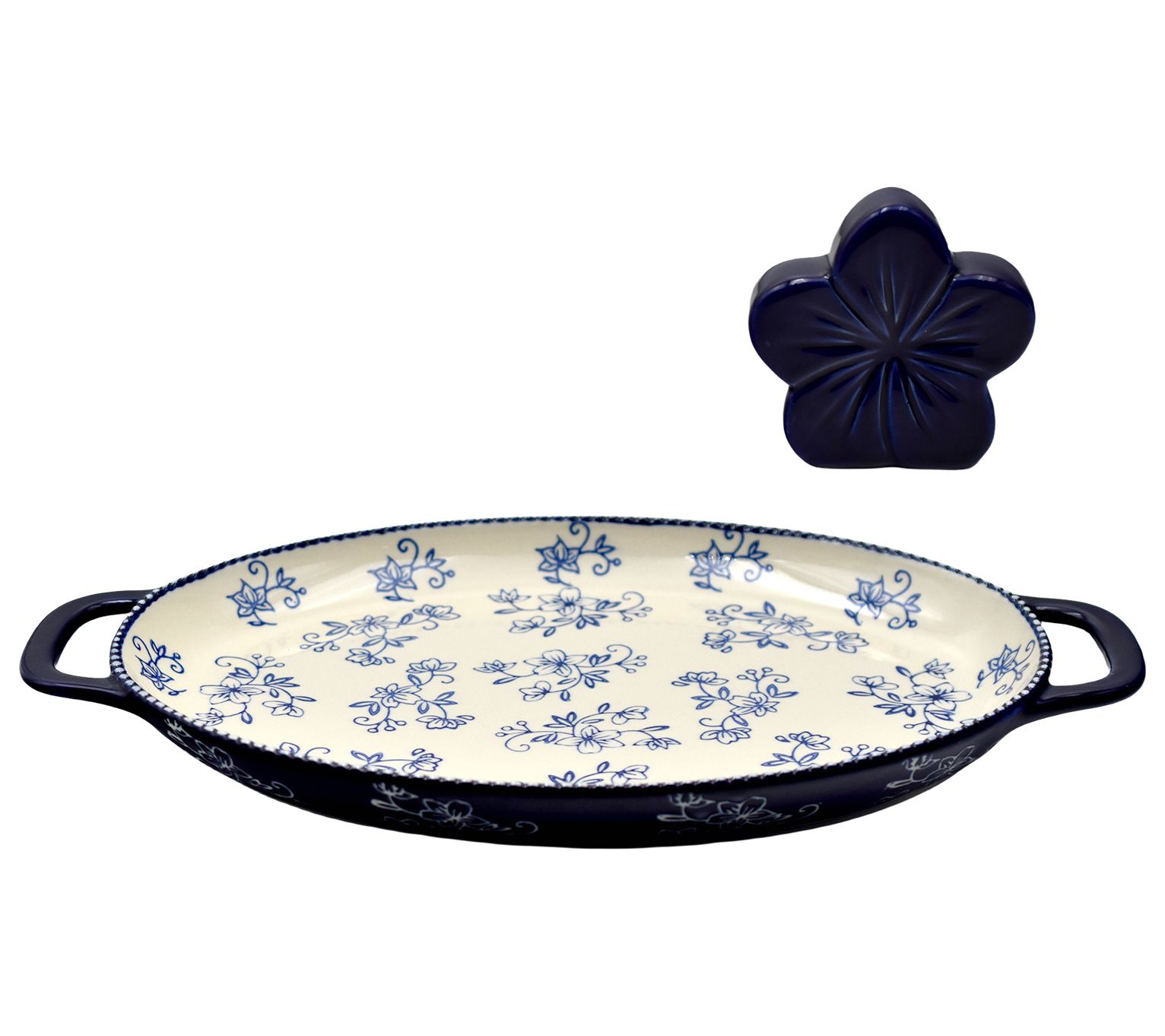 "As Is" Temp-tations Floral Lace Oval Deep Dish Giving Plate