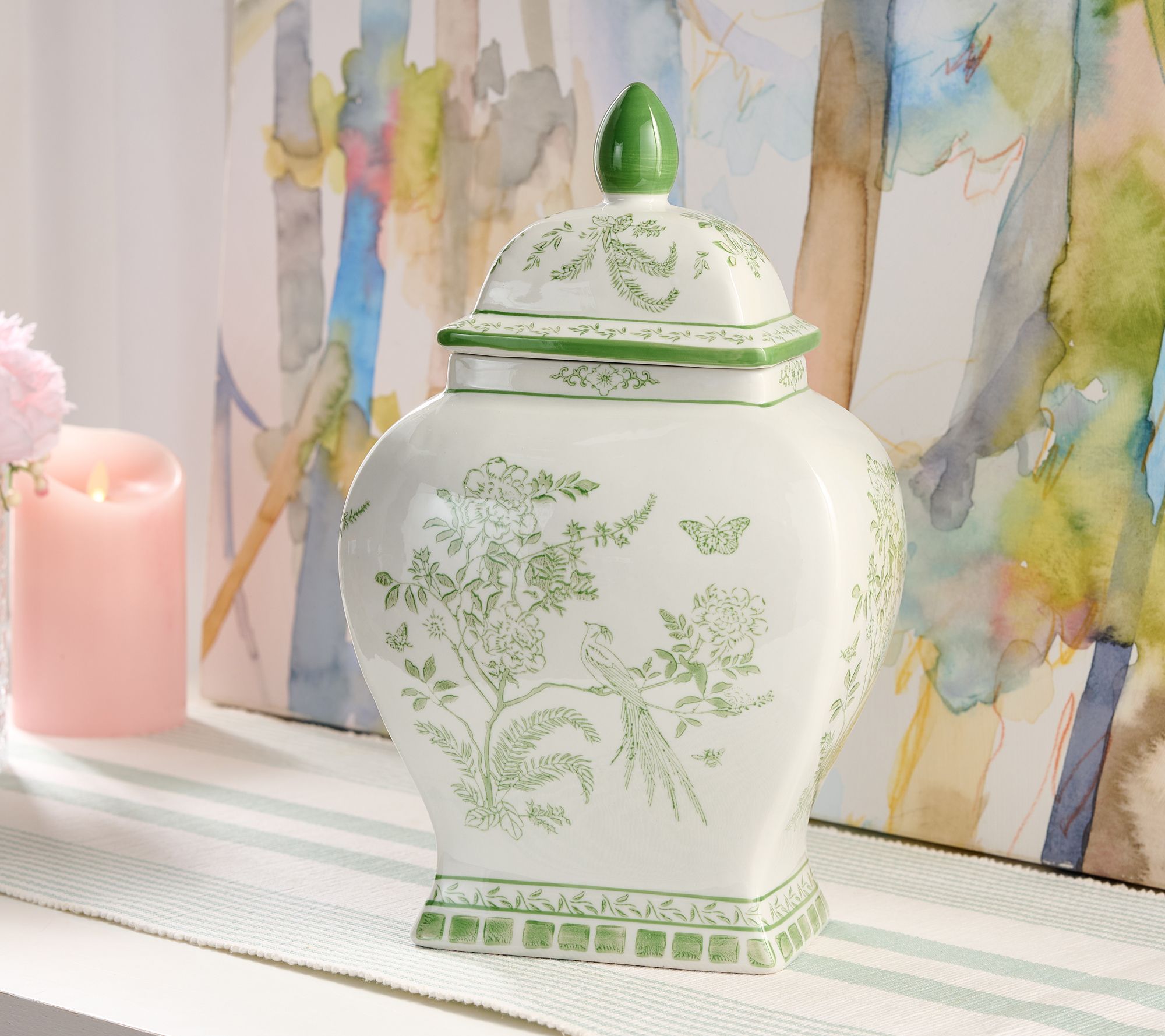 "As Is" Mrs. H by Dee Hilfiger 13" Porcelain Ginger Jar