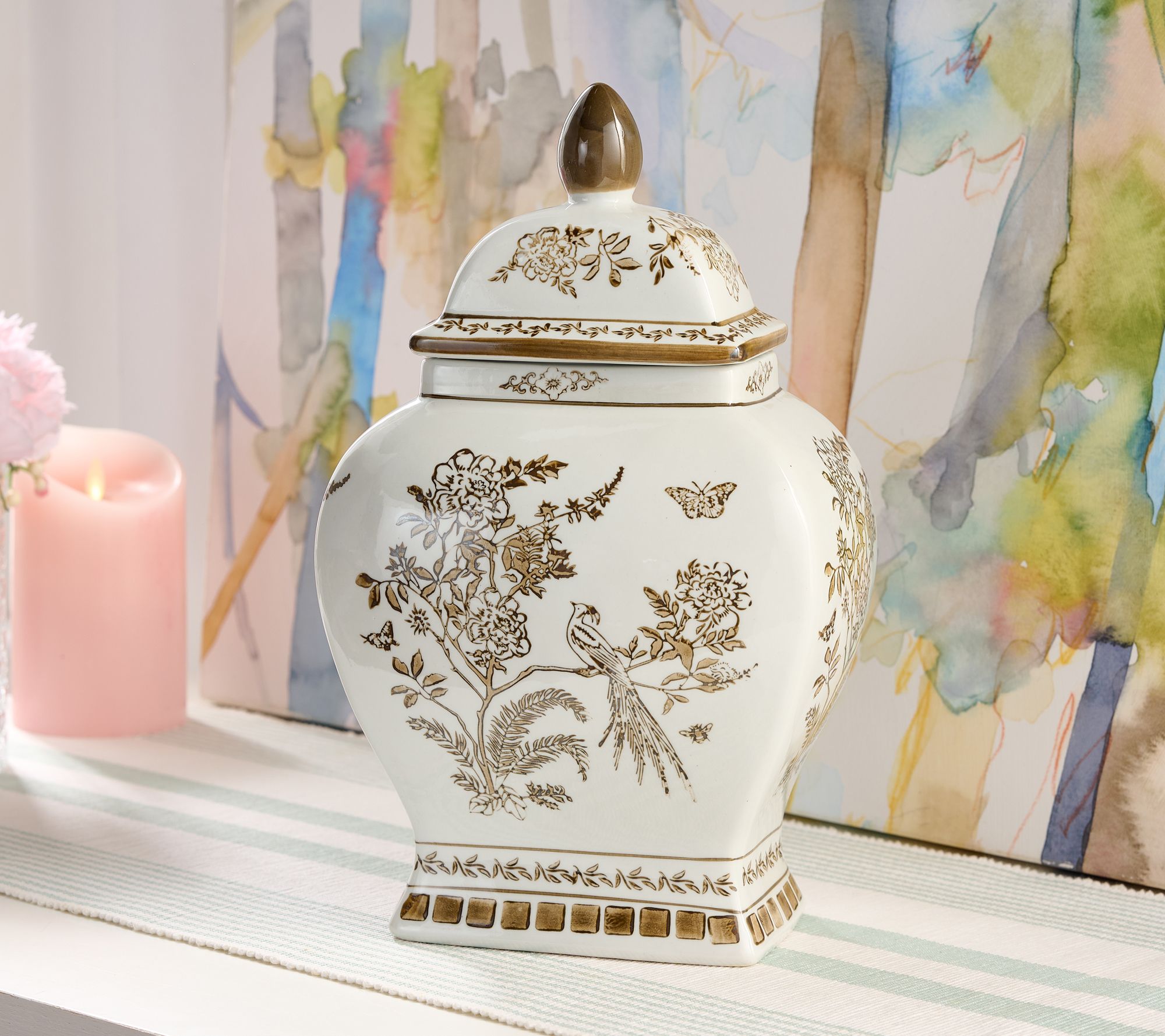 "As Is" Mrs. H by Dee Hilfiger 13" Porcelain Ginger Jar