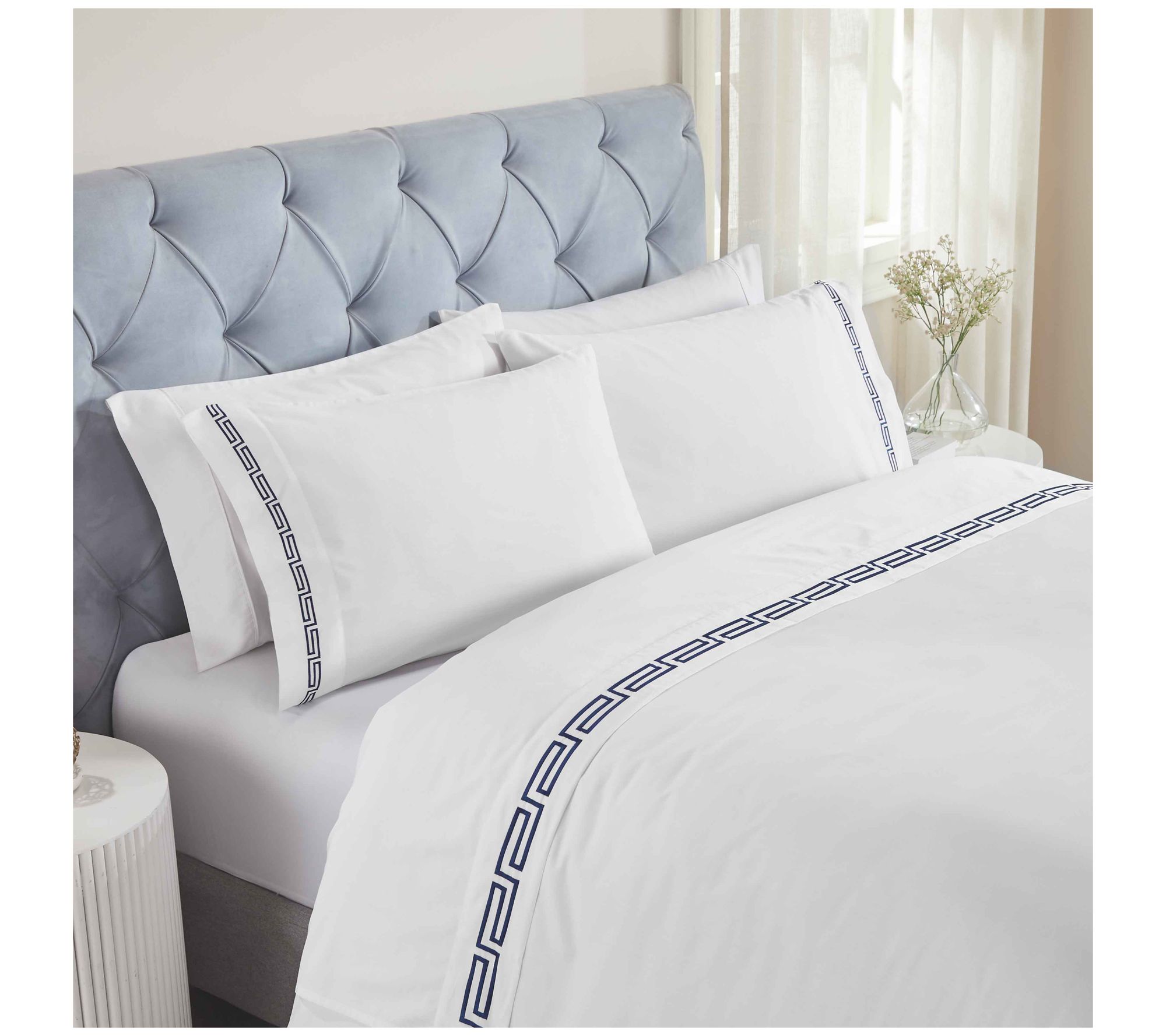 Superior Harrison Cotton Embroidered Sheet Set,Twin/XL