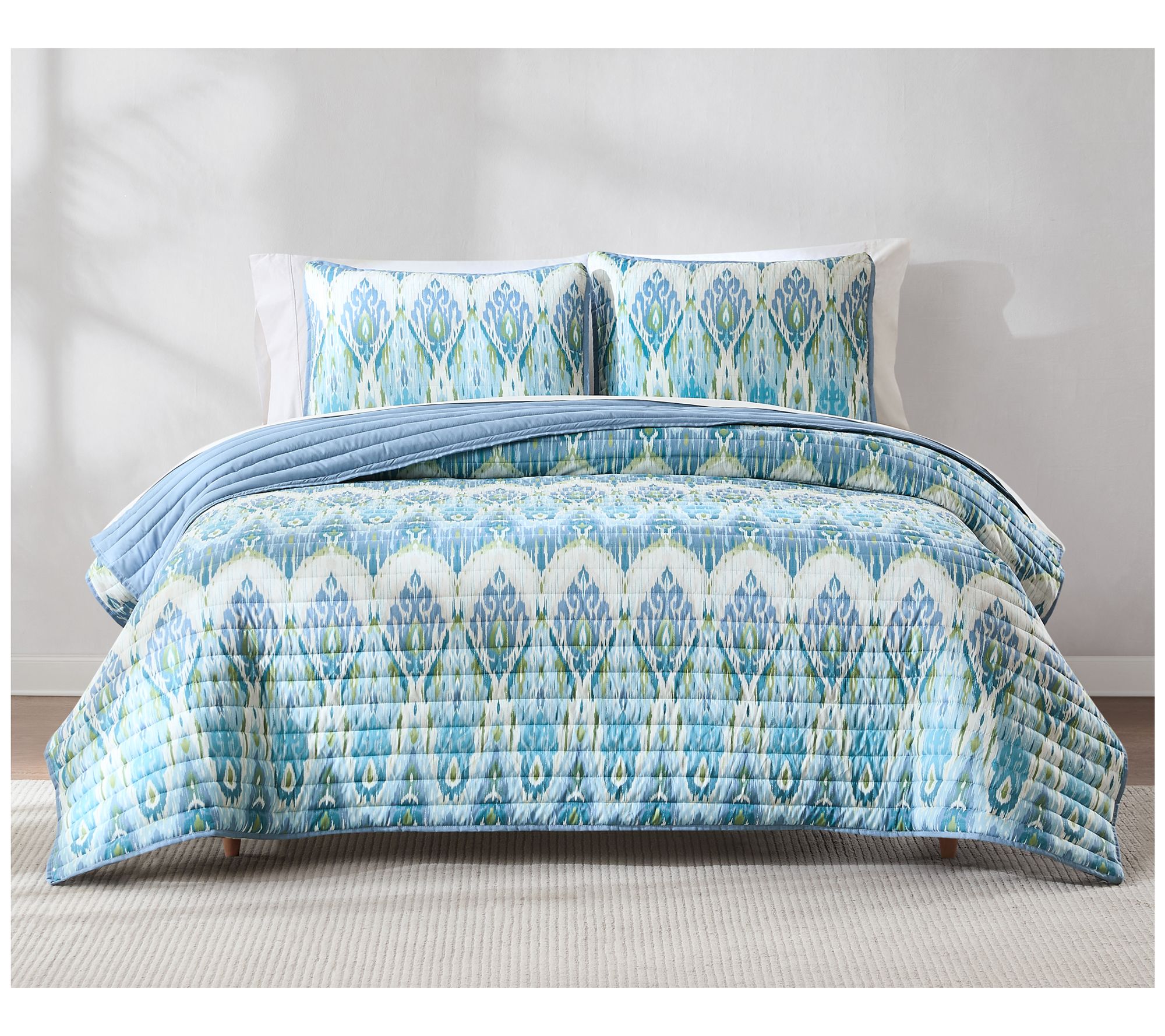 Lush Decor Ikat Drops Quilt Teal 3Pc Set King/Cal King